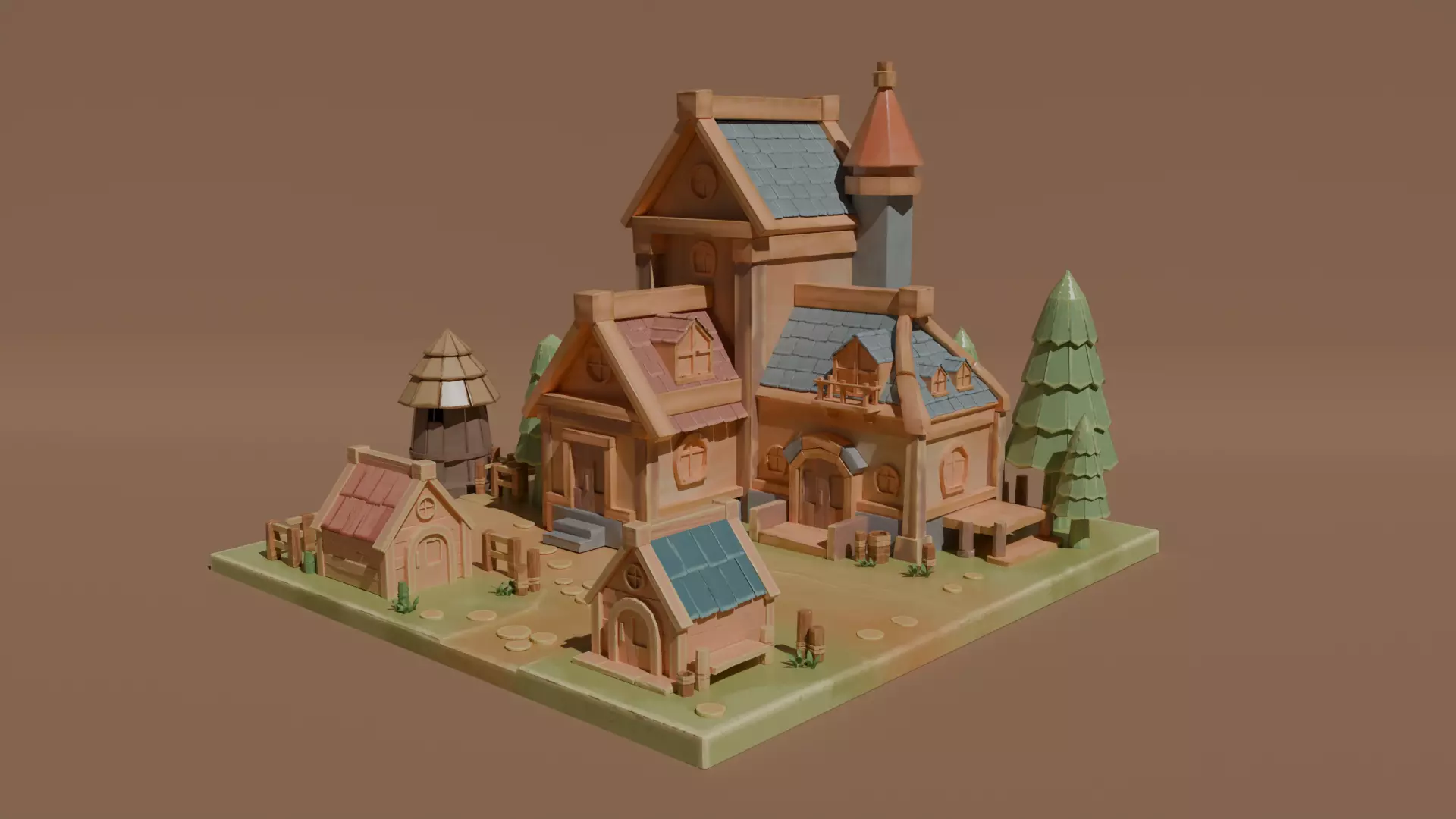 Stylized Village 3D model_0