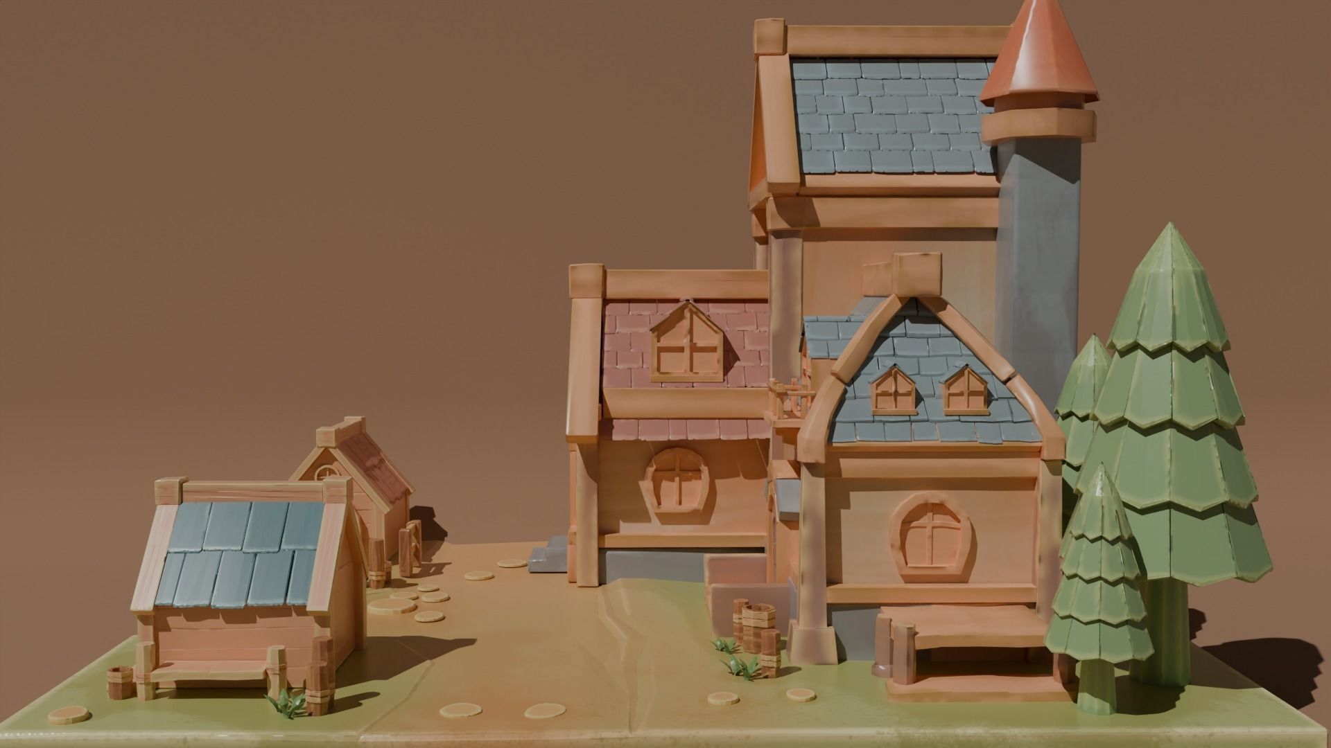 Stylized Village 3D model_5
