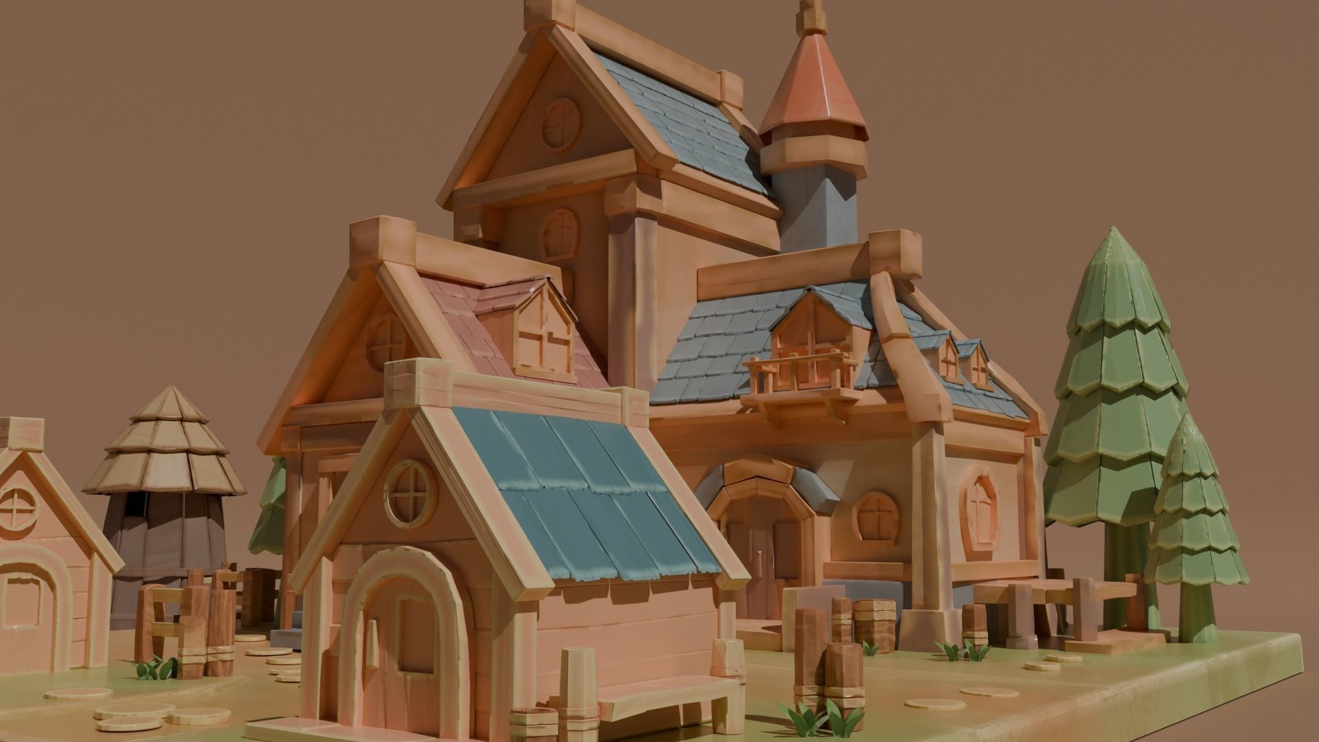 Stylized Village 3D model_2