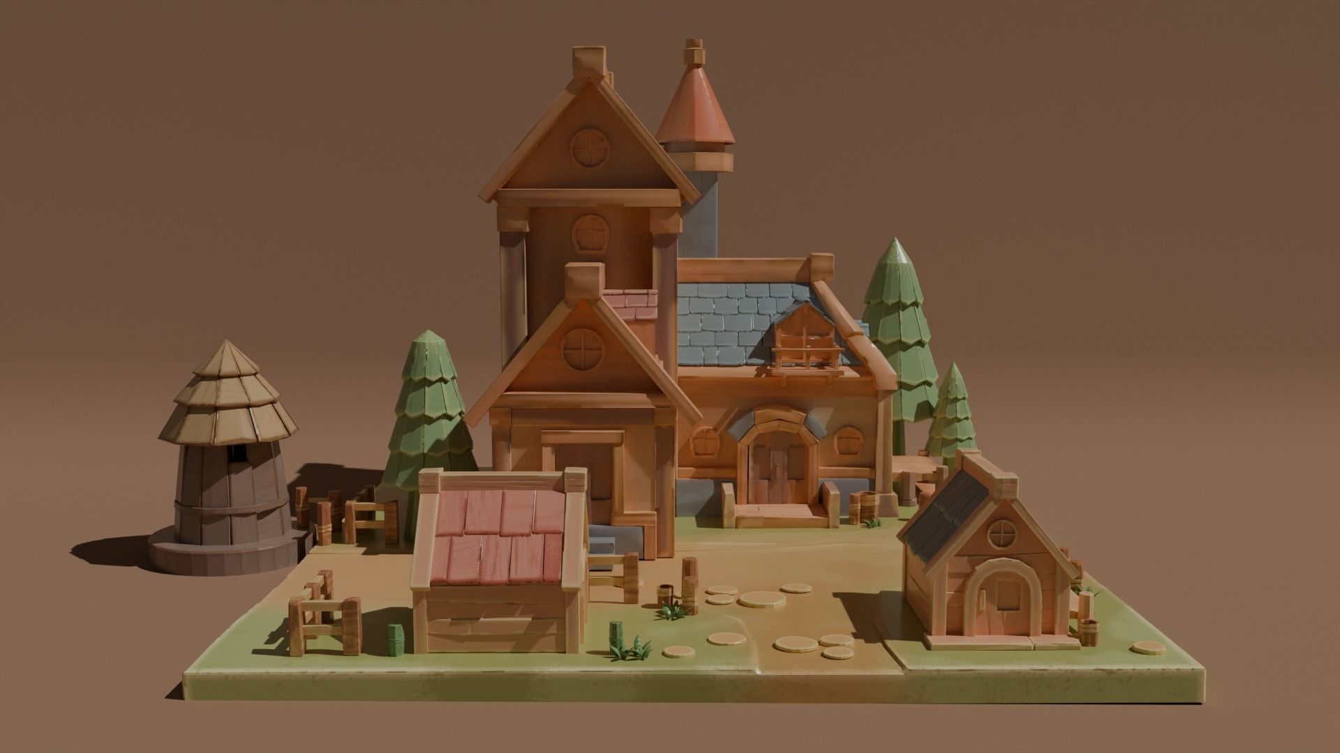Stylized Village 3D model_3