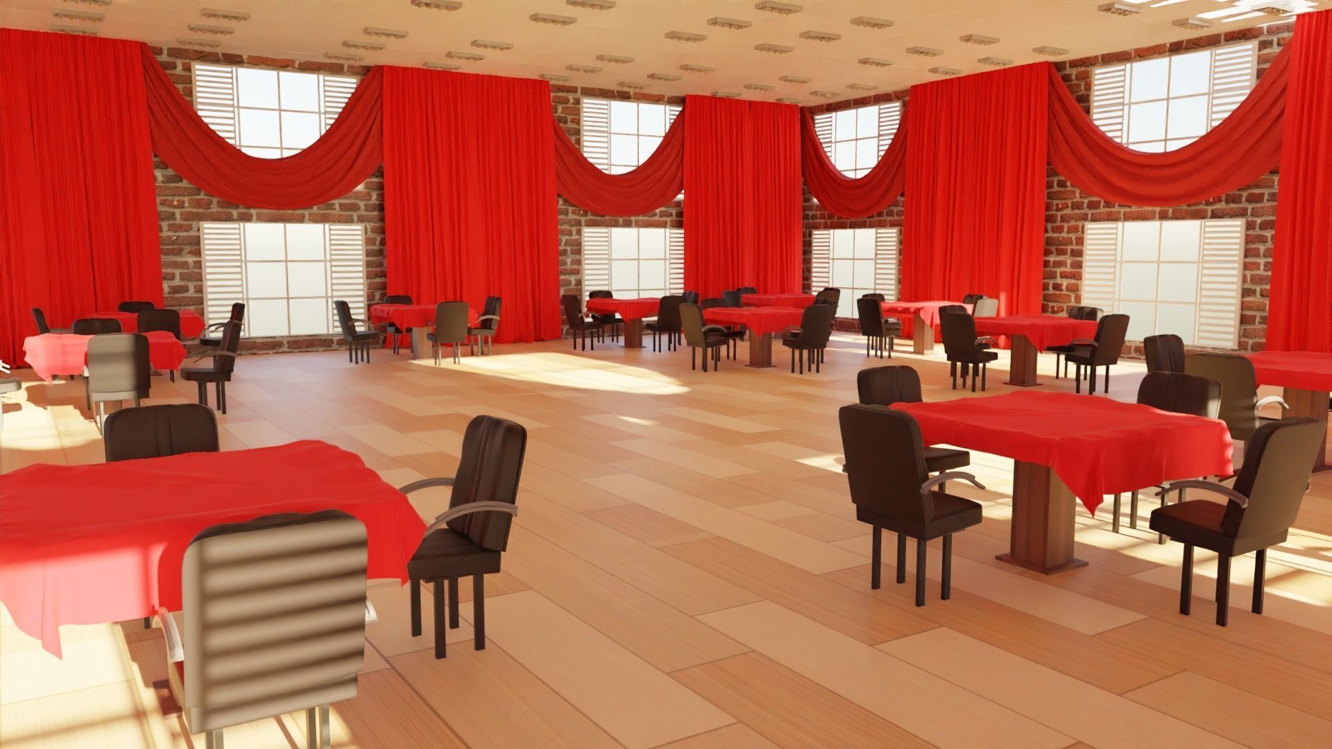 Ballroom Interior Low-poly 3D model_3