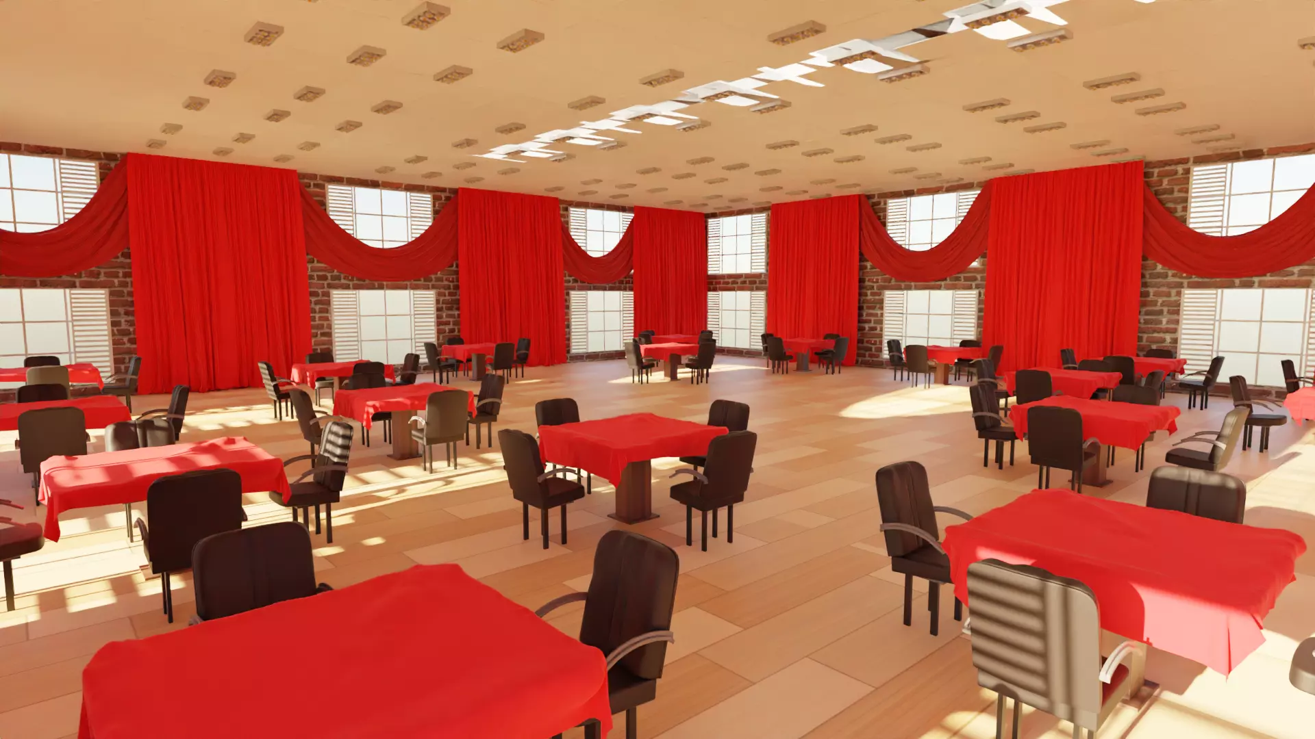 Ballroom Interior Low-poly 3D model_0