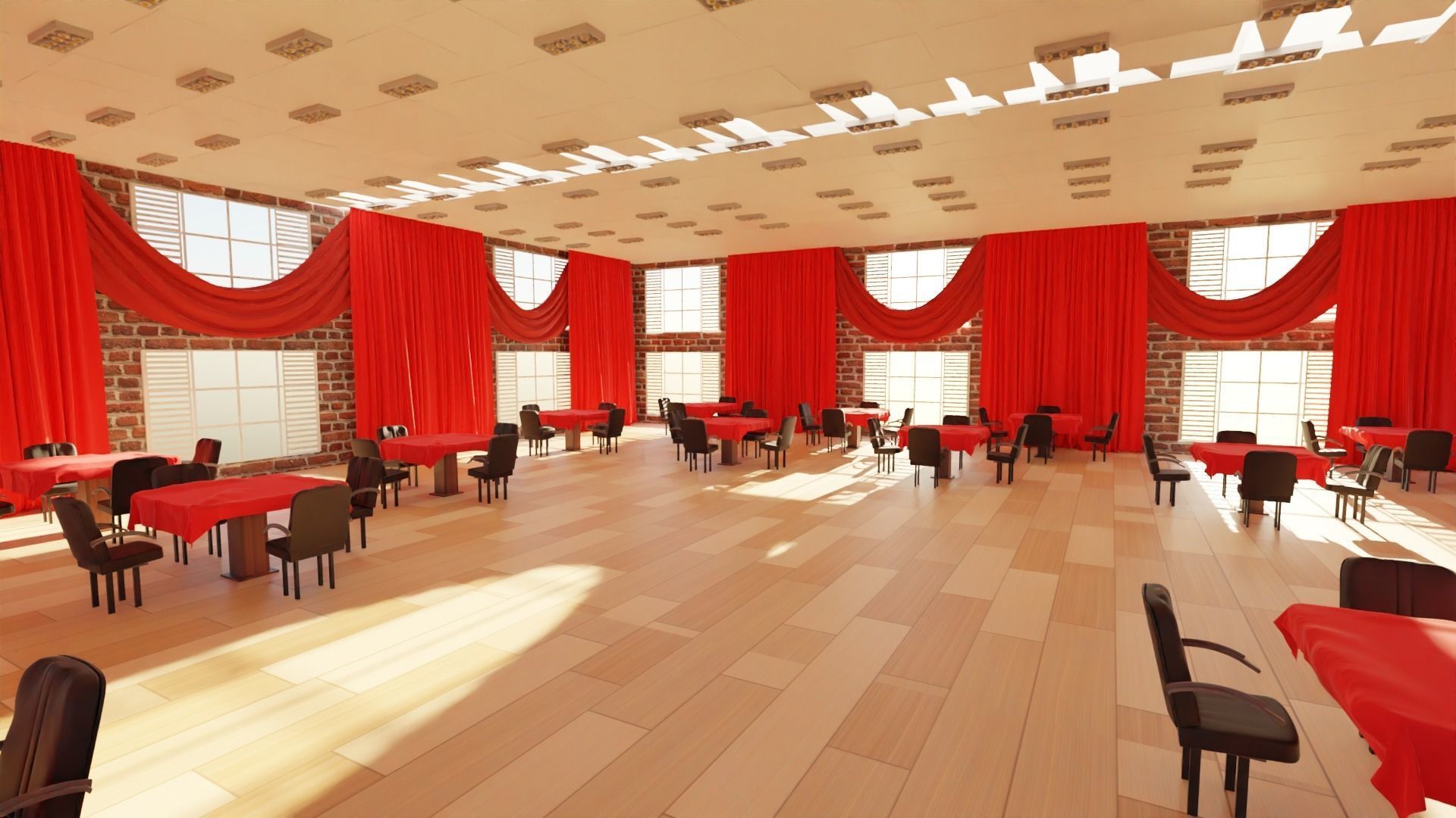 Ballroom Interior Low-poly 3D model_2