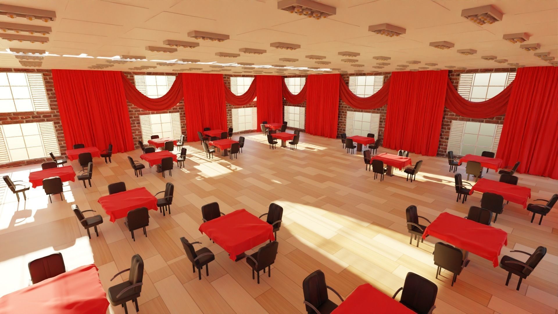 Ballroom Interior Low-poly 3D model_1