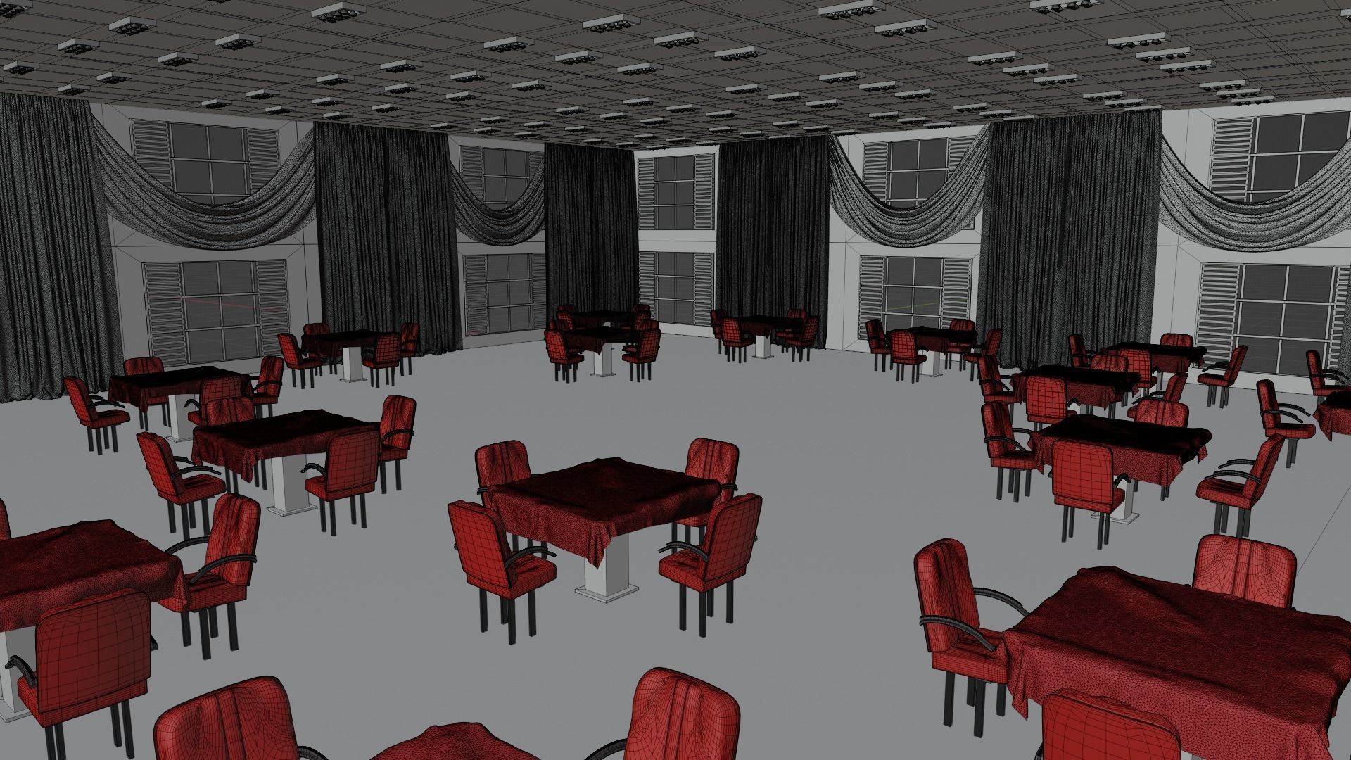 Ballroom Interior Low-poly 3D model_5