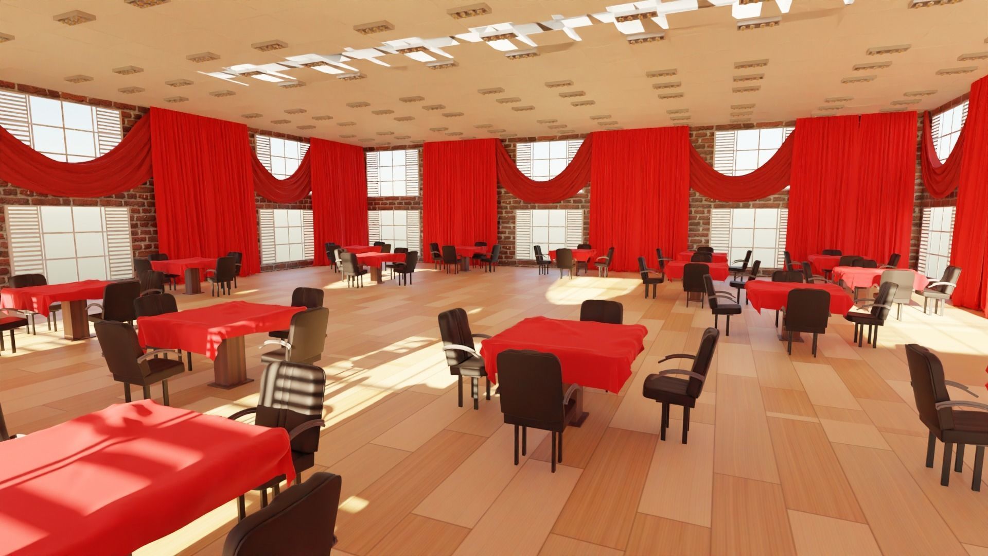 Ballroom Interior Low-poly 3D model_4