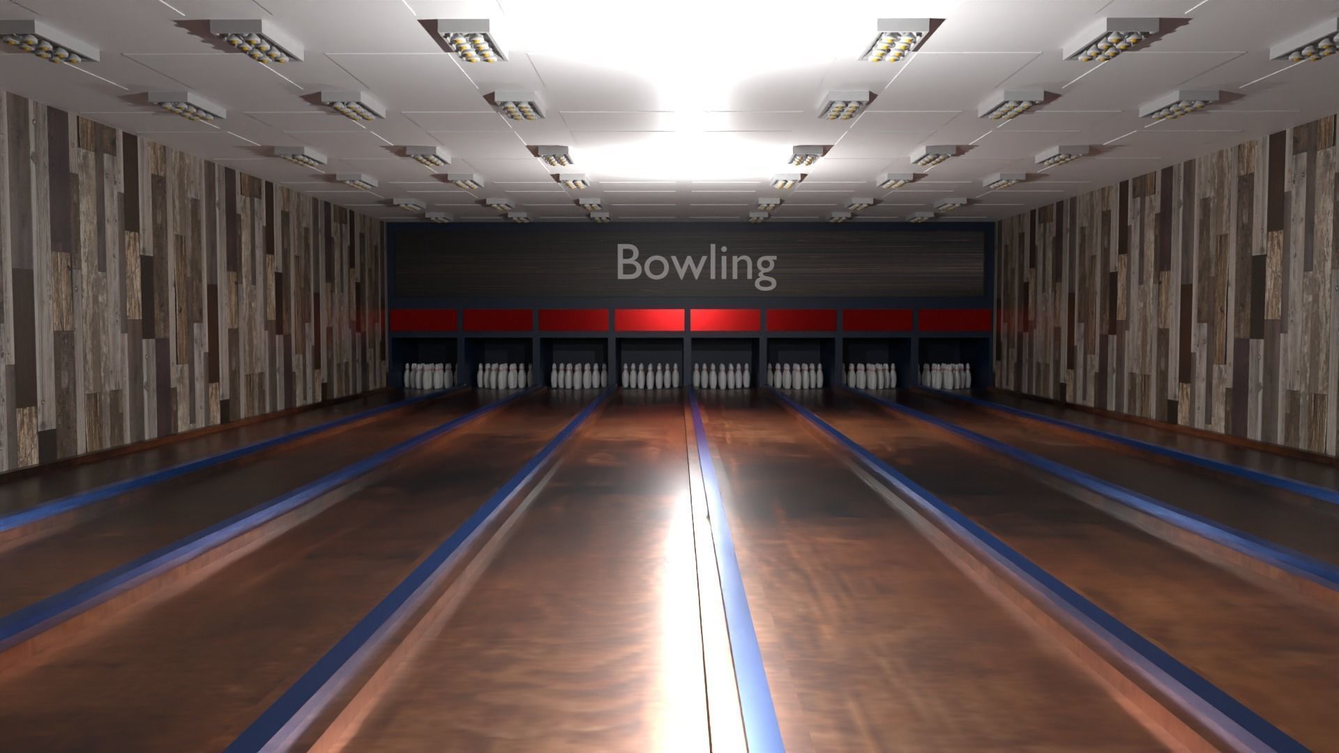 Bowling Alley Low-poly 3D model_4