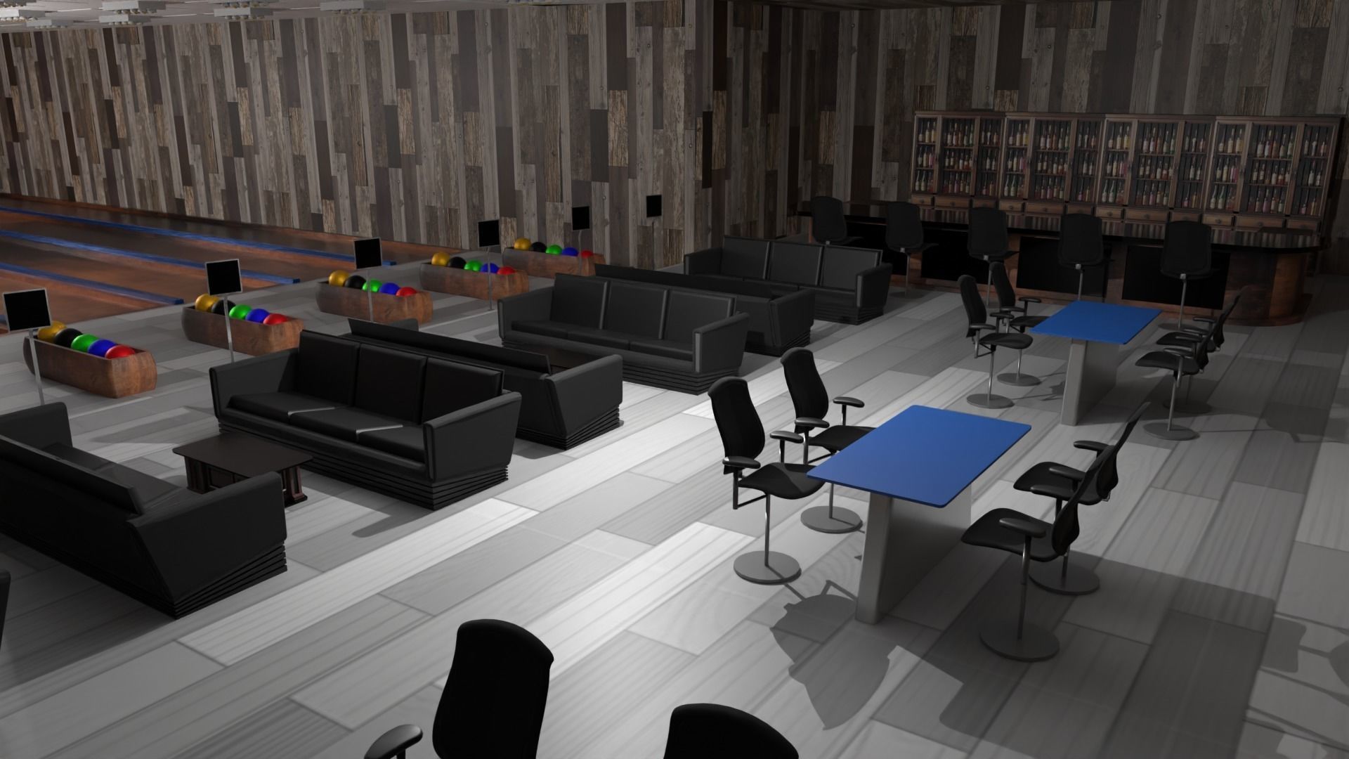 Bowling Alley Low-poly 3D model_3