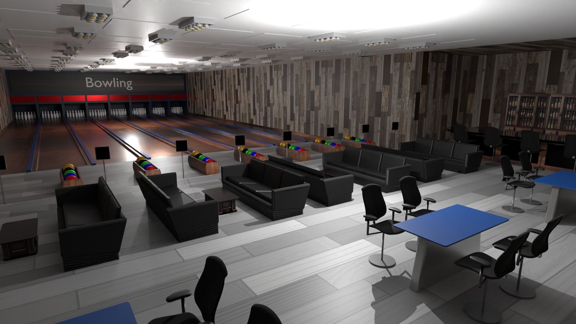 Bowling Alley Low-poly 3D model_2