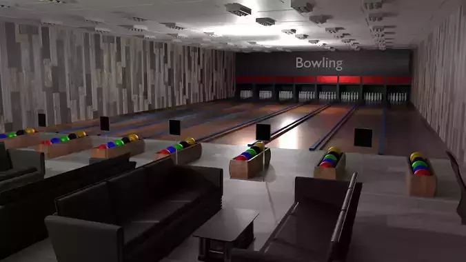 Bowling Alley Low-poly 3D model