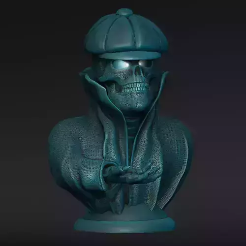 Skull lamp with Irish hat and open eyes