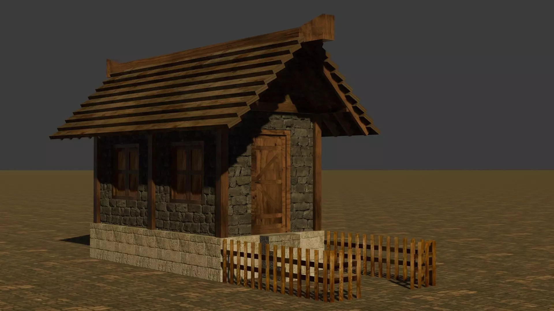 Medieval House 14 Free low-poly 3D model_0