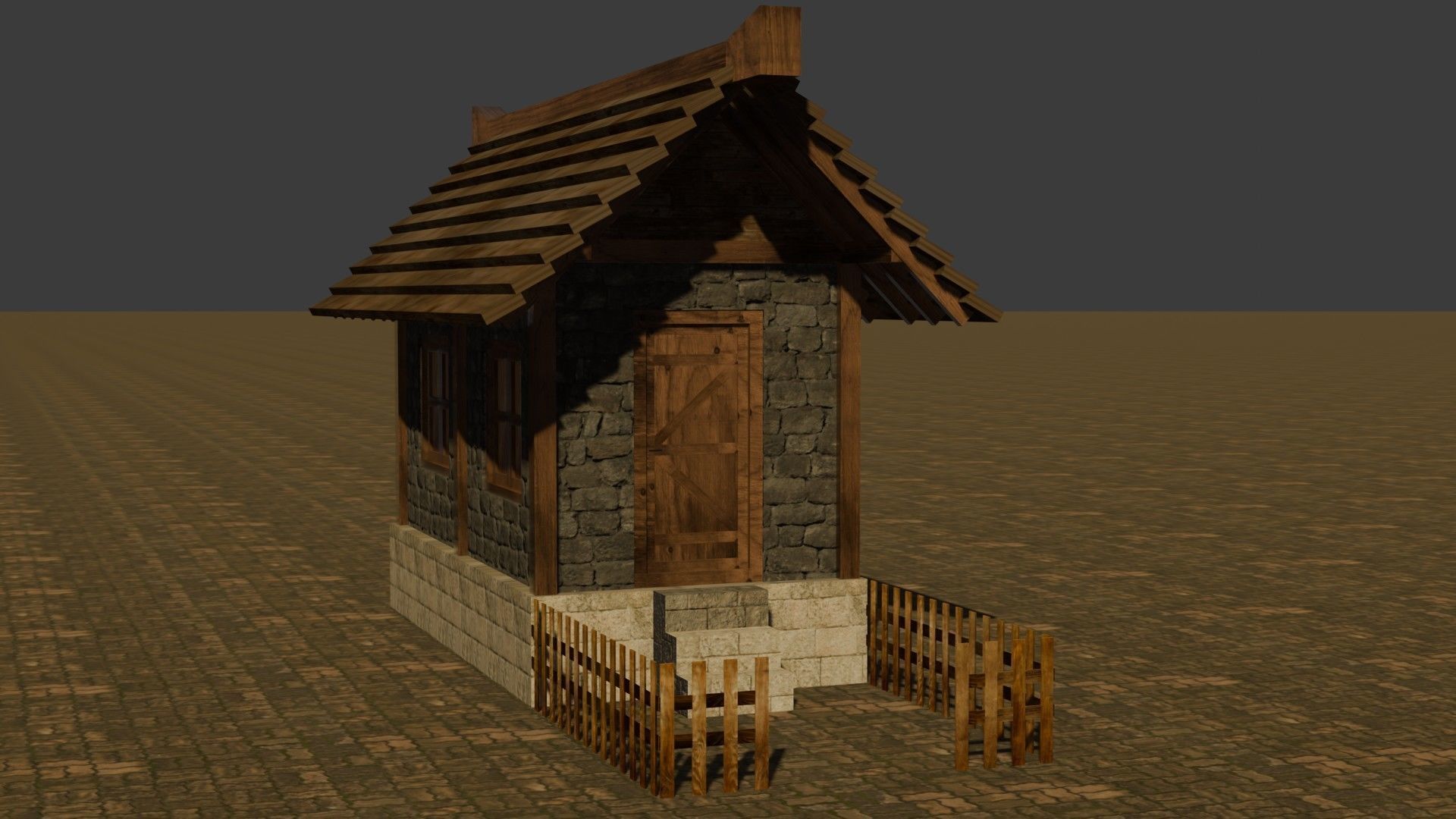 Medieval House 14 Free low-poly 3D model_16