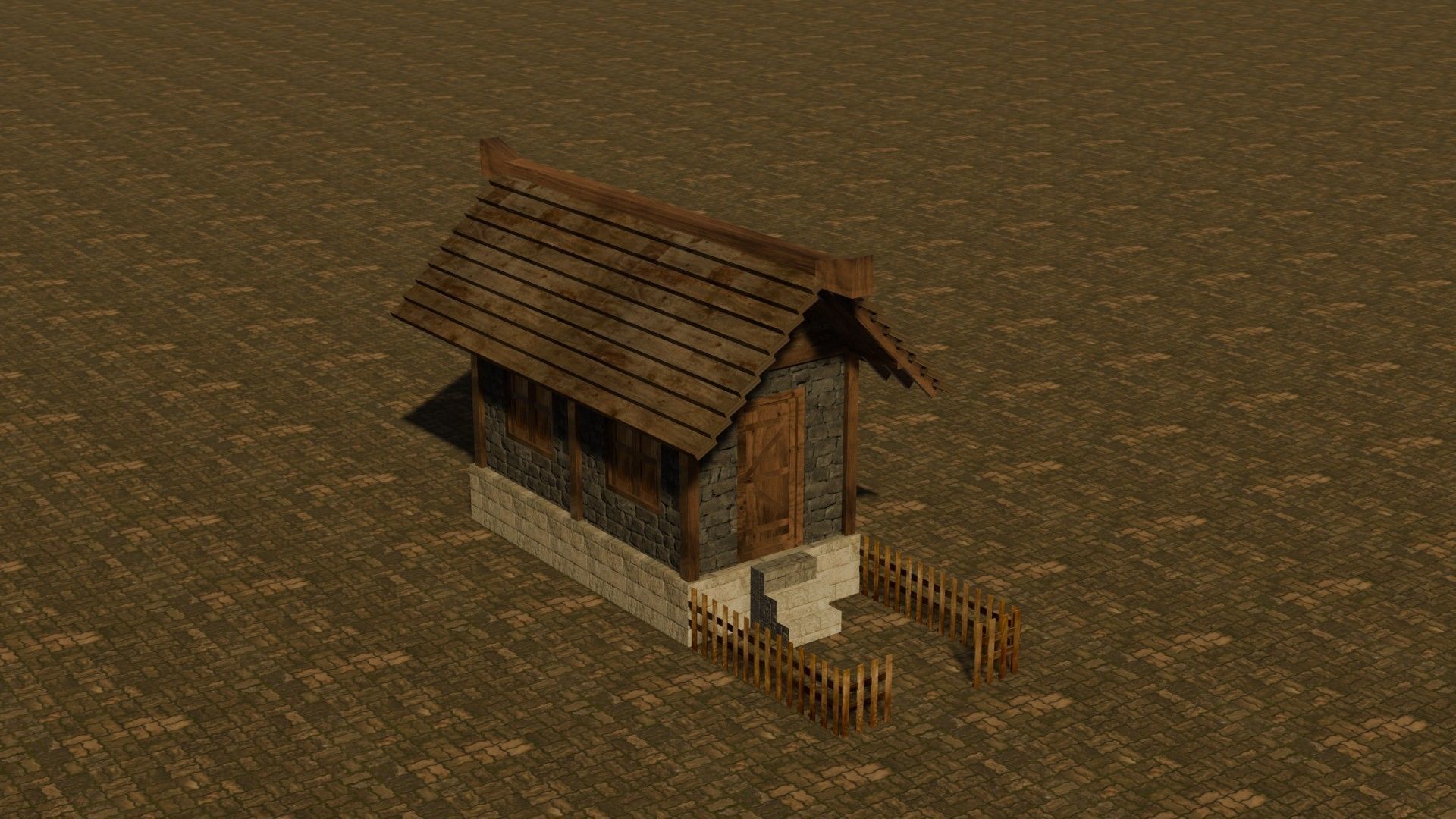 Medieval House 14 Free low-poly 3D model_4