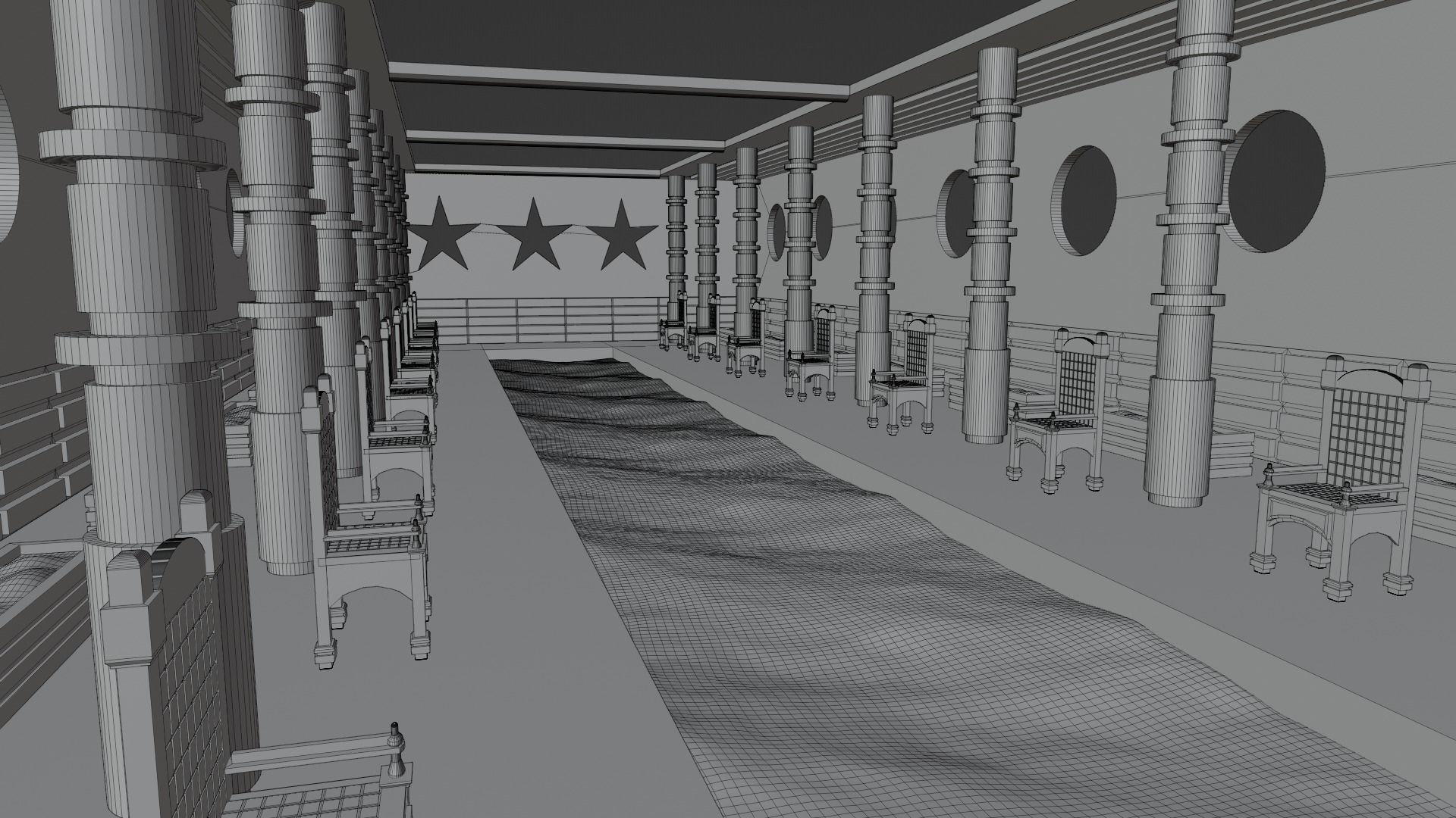 Grand hall - Classic Interior Low-poly 3D model_5