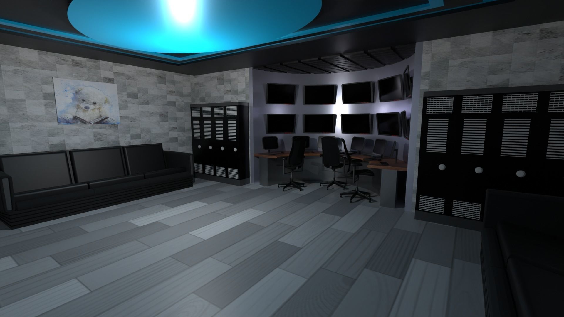 Security Control Room Low-poly 3D model_2