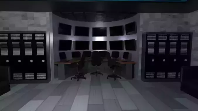  Security Control Room Low-poly 3D model