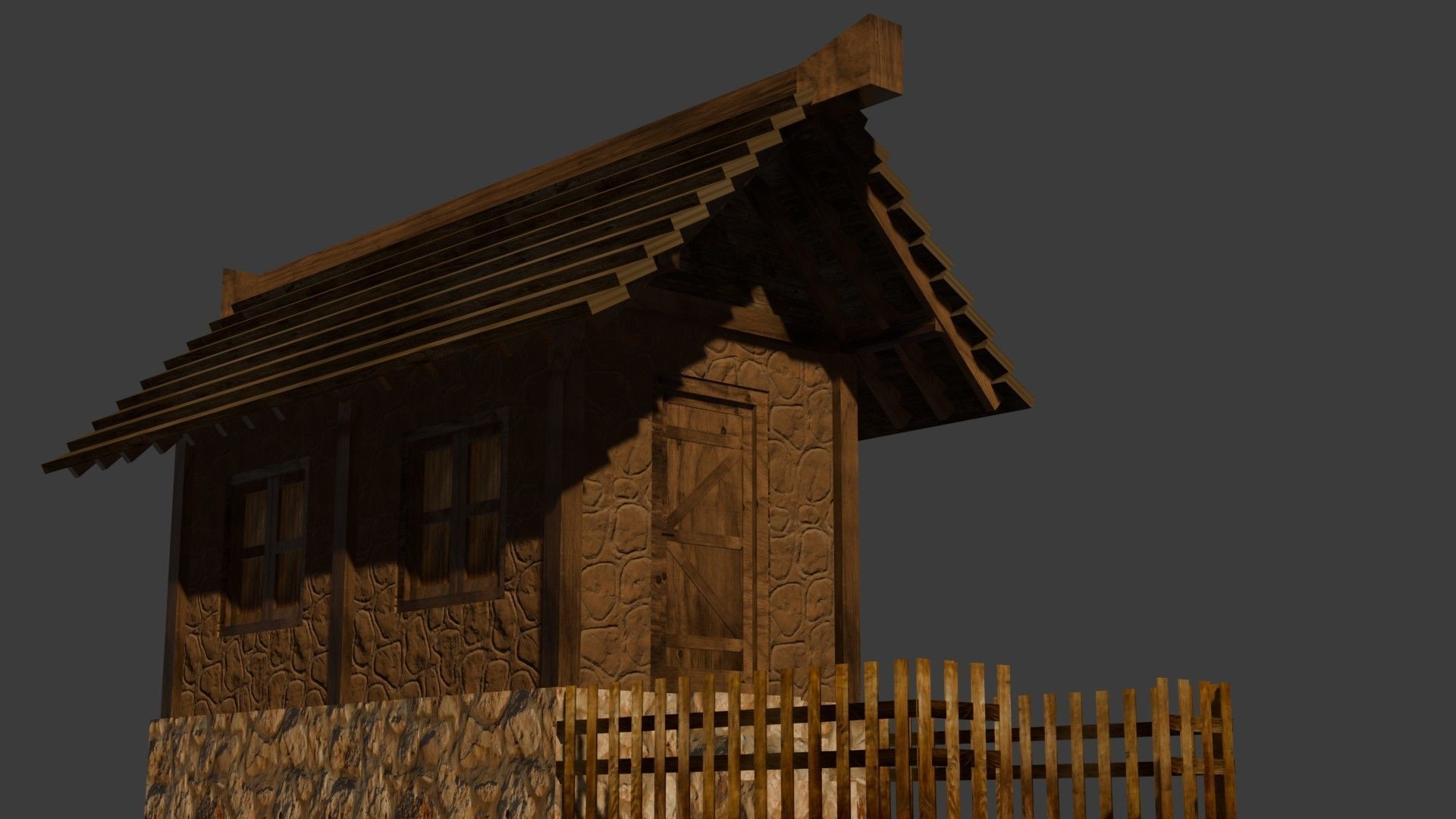 Medieval House 12 Free low-poly 3D model_11