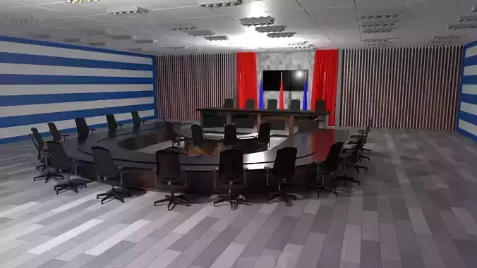 United Nations Security Council conference room Low-poly 3D model