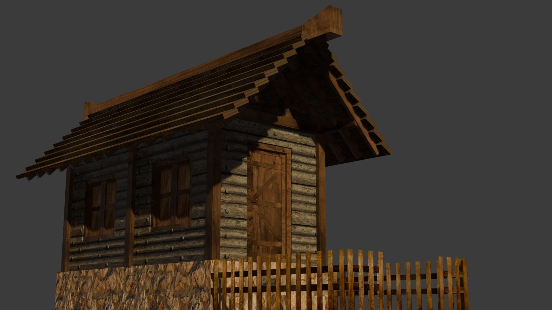 Medieval House 11 Free low-poly 3D model_11