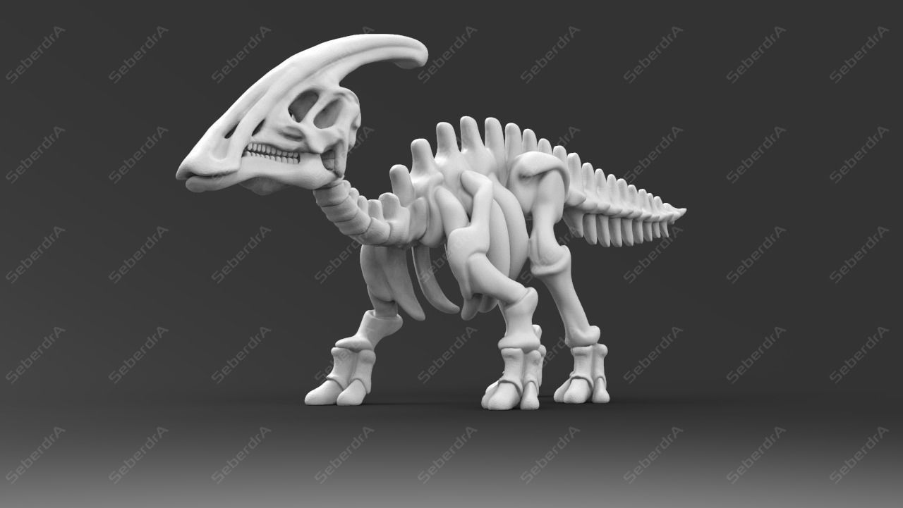 Cute Parasaurolophus Skeleton STL for 3D print model_1