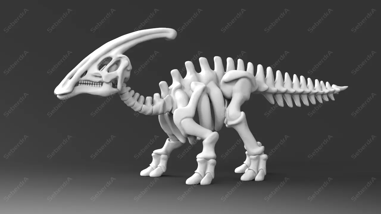 Cute Parasaurolophus Skeleton STL for 3D print model_0