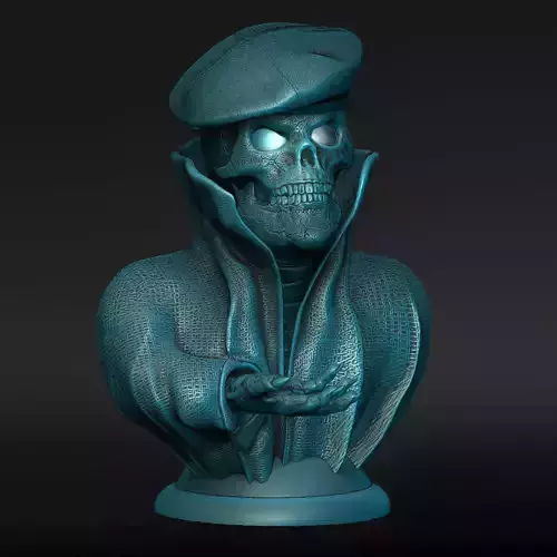 Skull lamp with Scottish hat  open eyes