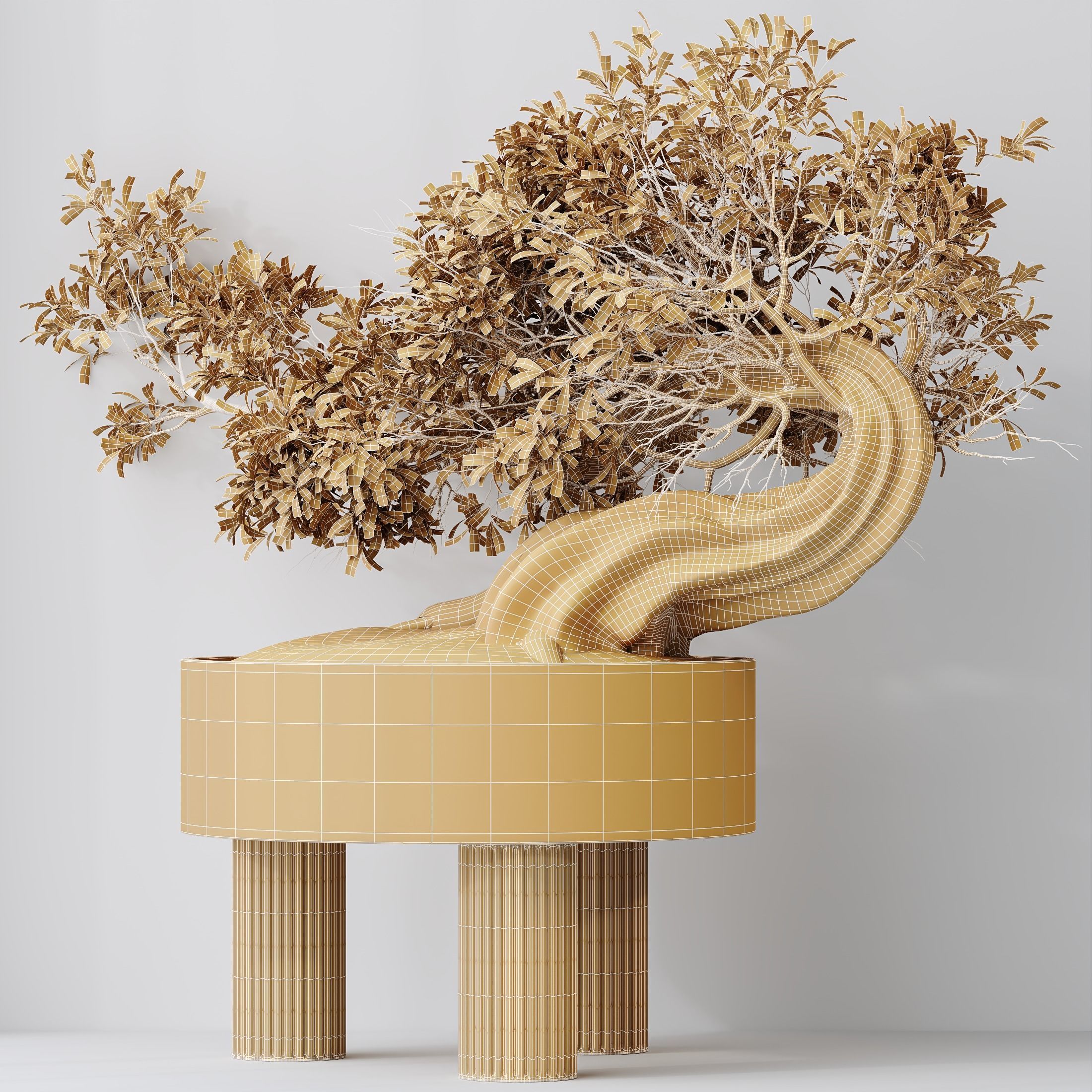 HQ HousePlants Ficus Retusa Microcarpa Bonsai Ginseng 3D model_4