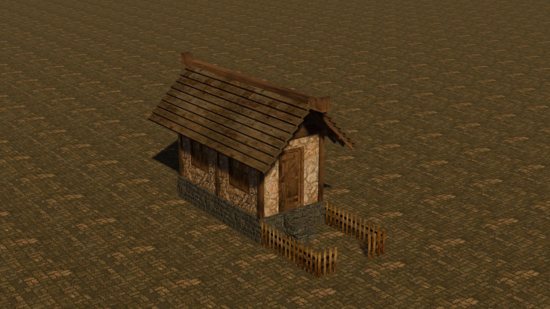 Medieval House 1 Free low-poly 3D model_4