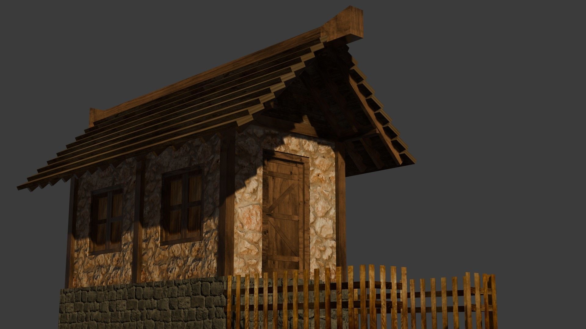 Medieval House 1 Free low-poly 3D model_11