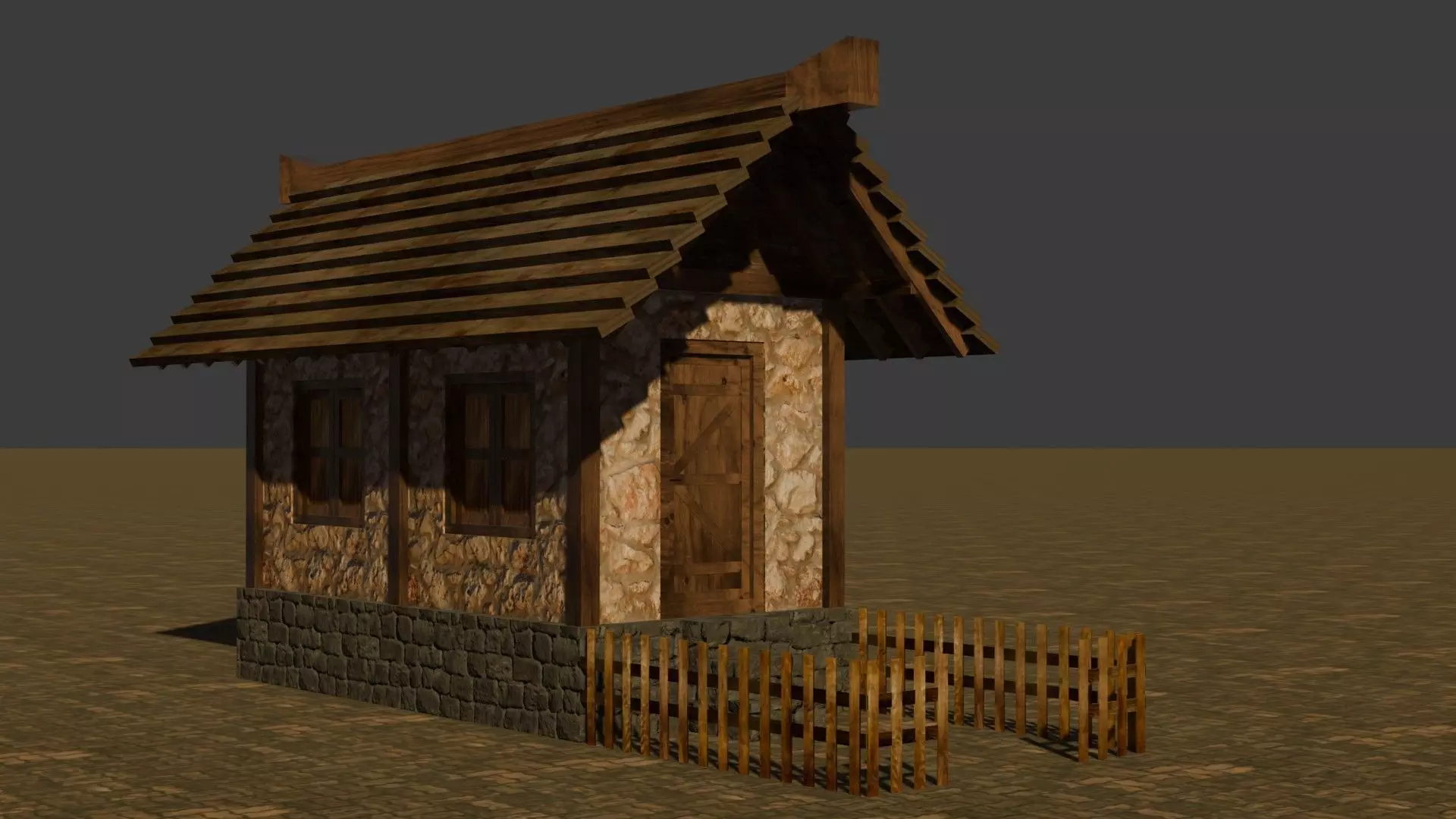 Medieval House 1 Free low-poly 3D model_0