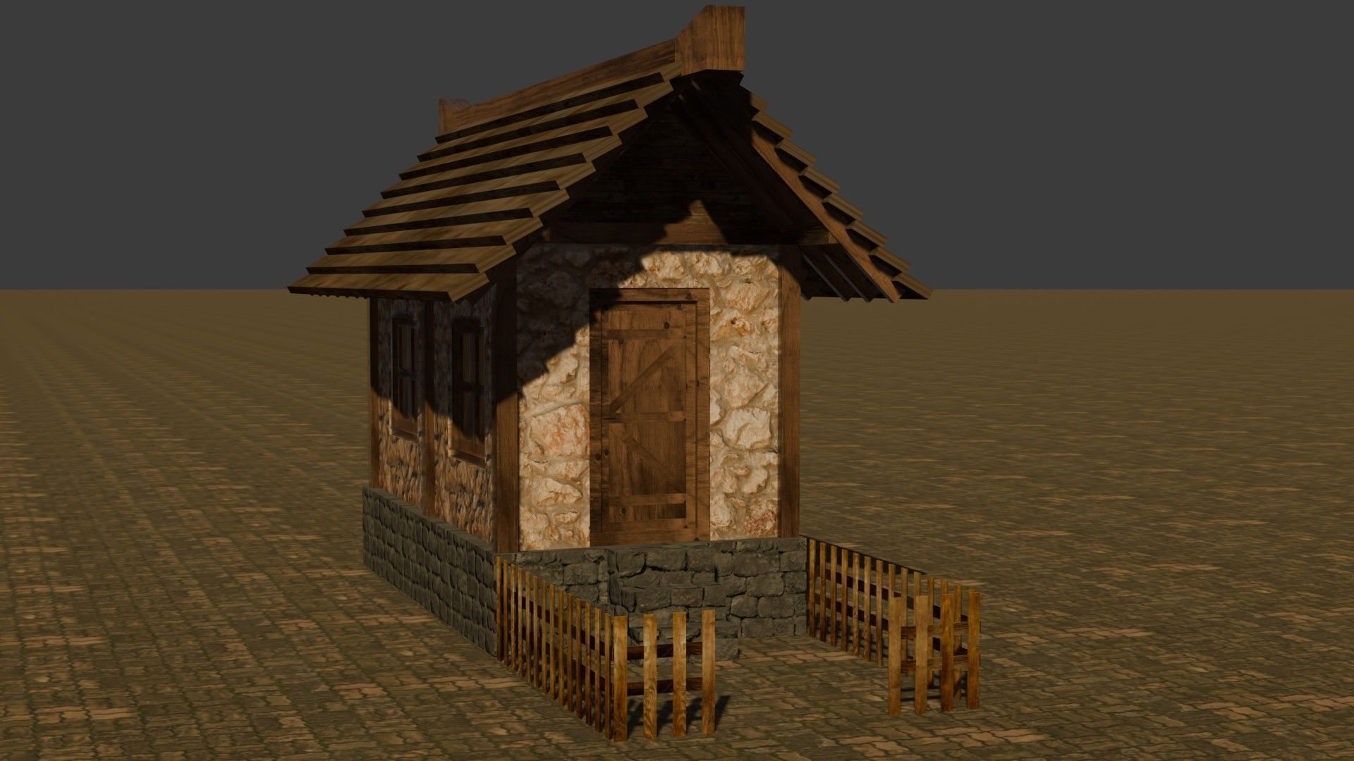 Medieval House 1 Free low-poly 3D model_16