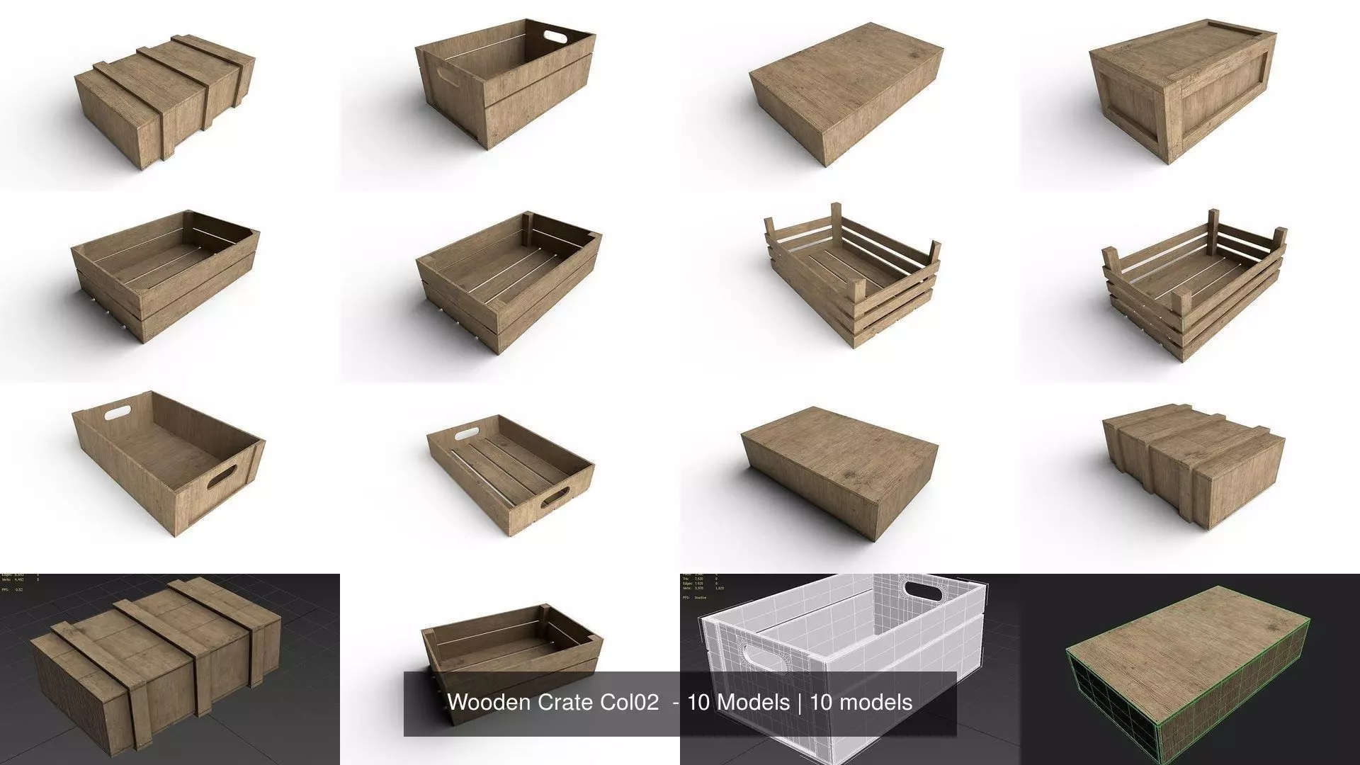  Wooden Crate Col02  - 10 Models 3D Model Collection_1