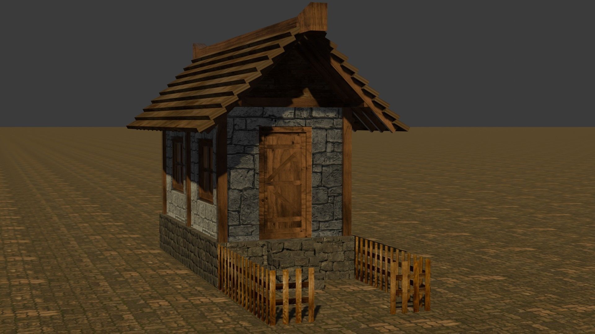 Medieval House Free low-poly 3D model_16