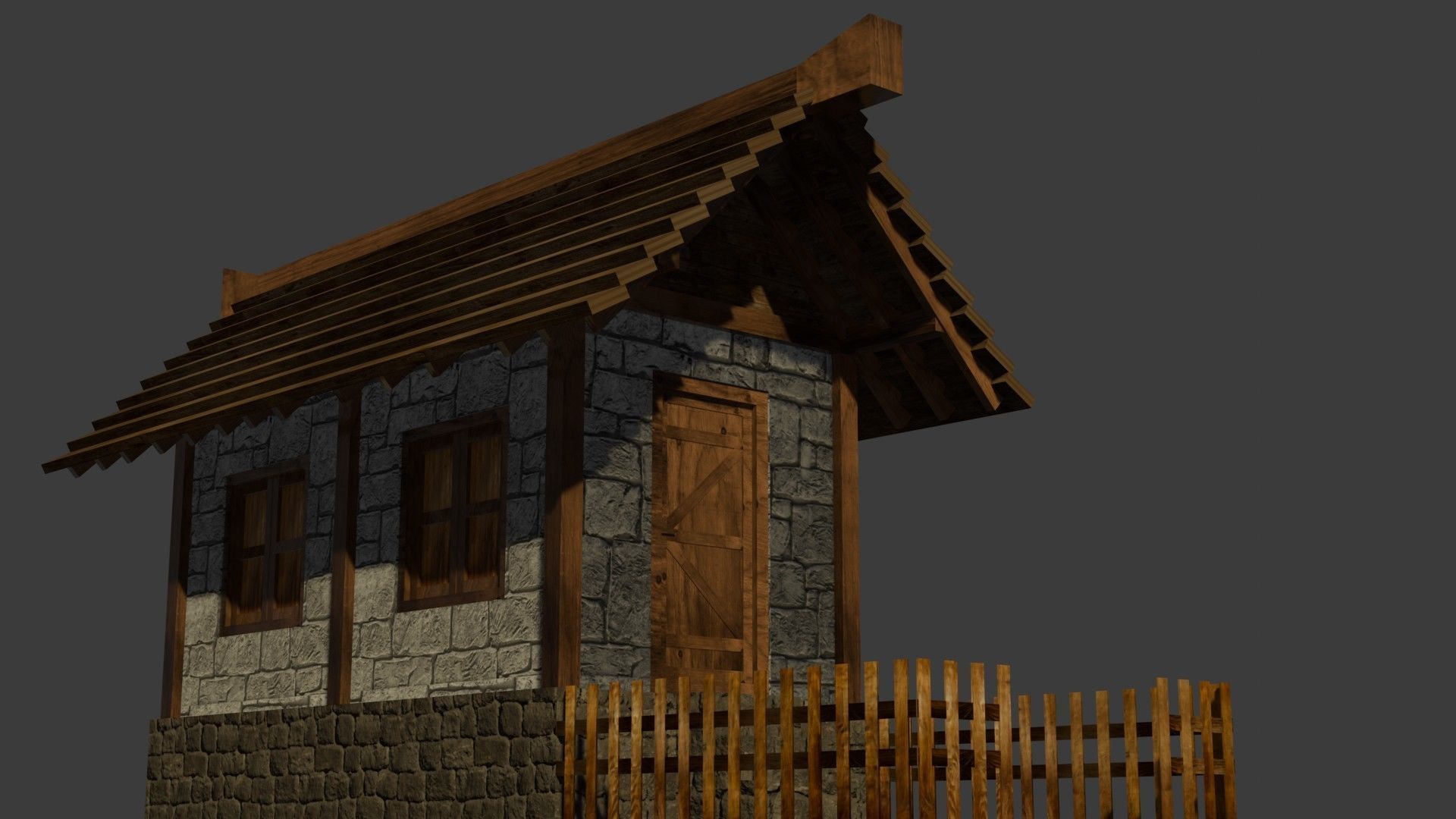 Medieval House Free low-poly 3D model_11