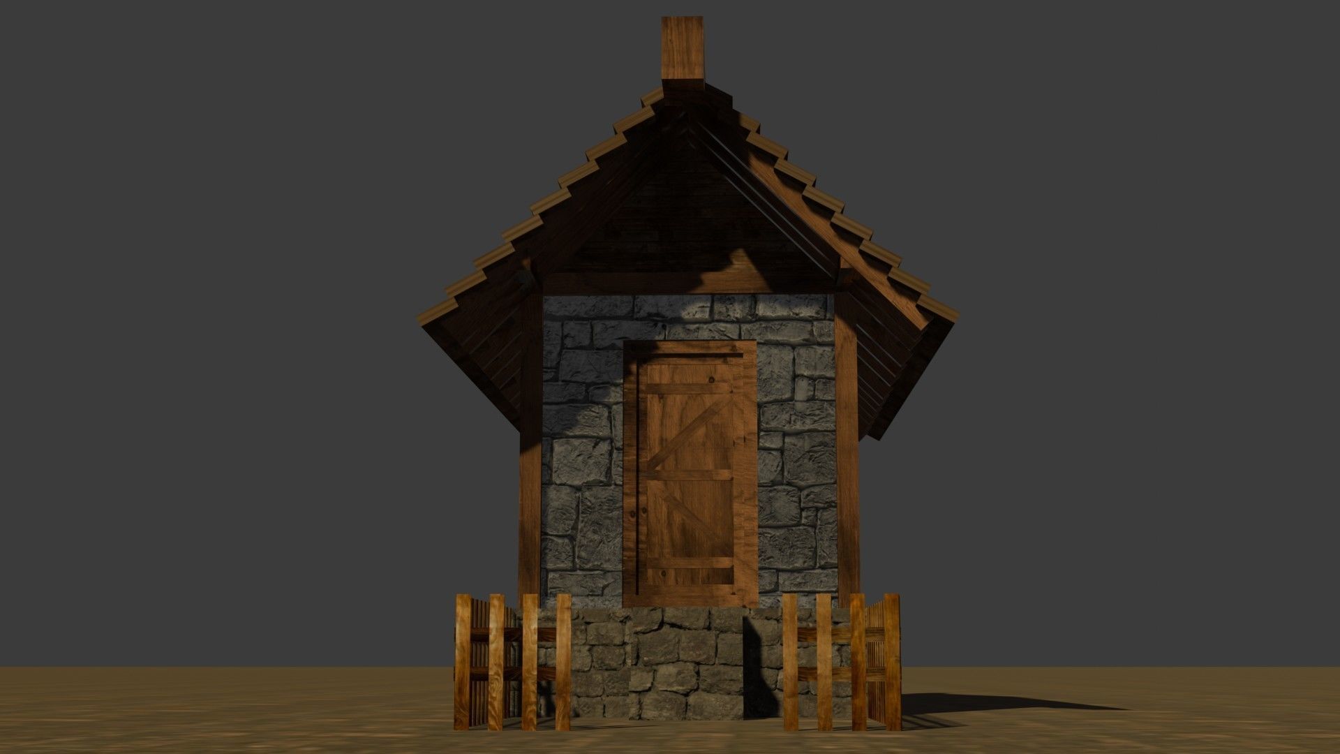 Medieval House Free low-poly 3D model_10