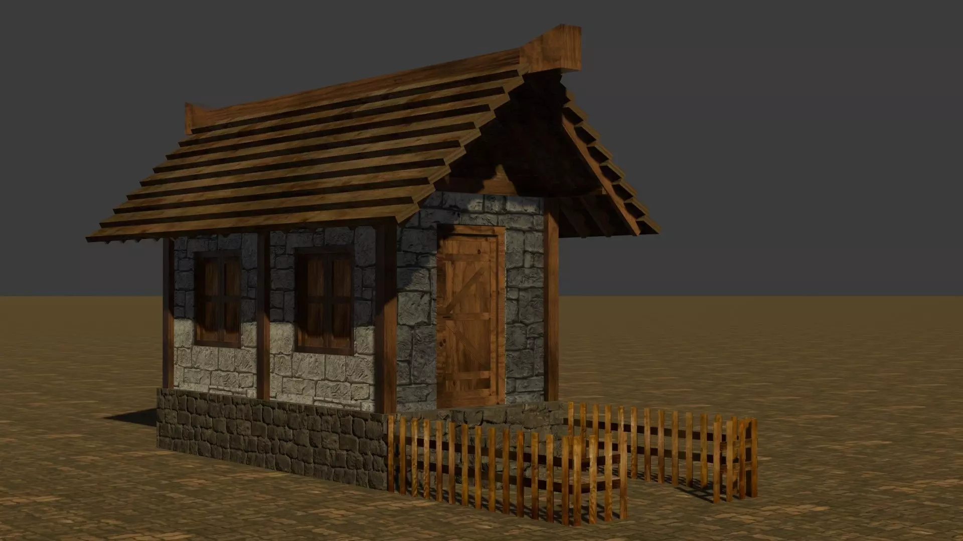 Medieval House Free low-poly 3D model_0