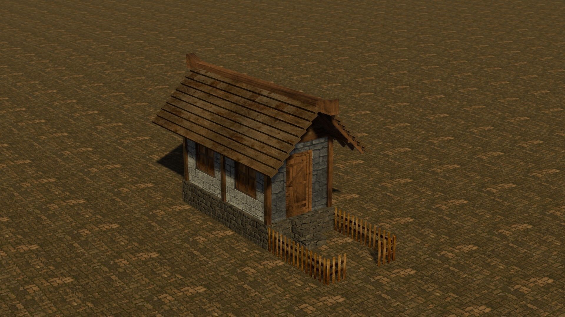 Medieval House Free low-poly 3D model_4