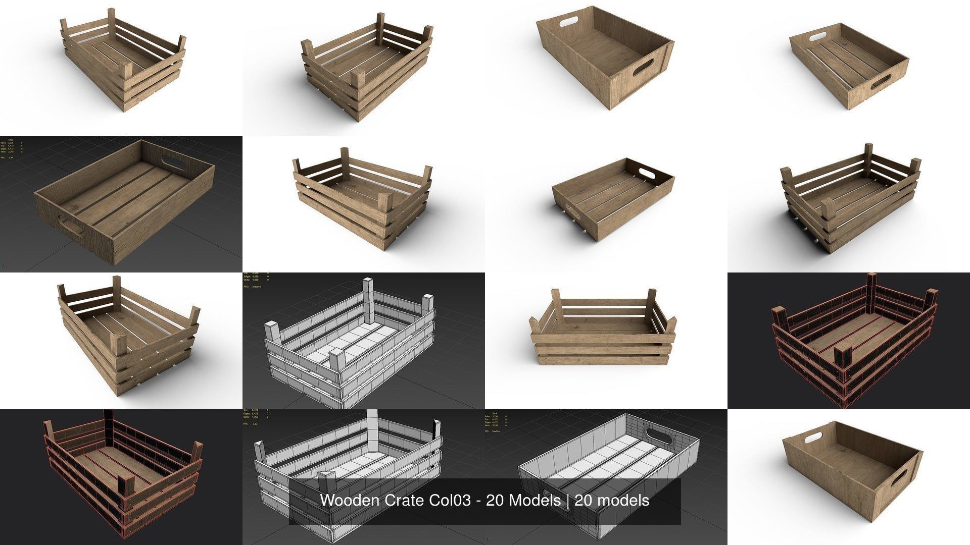 Wooden Crate Col03 - 20 Models 3D Model Collection_5