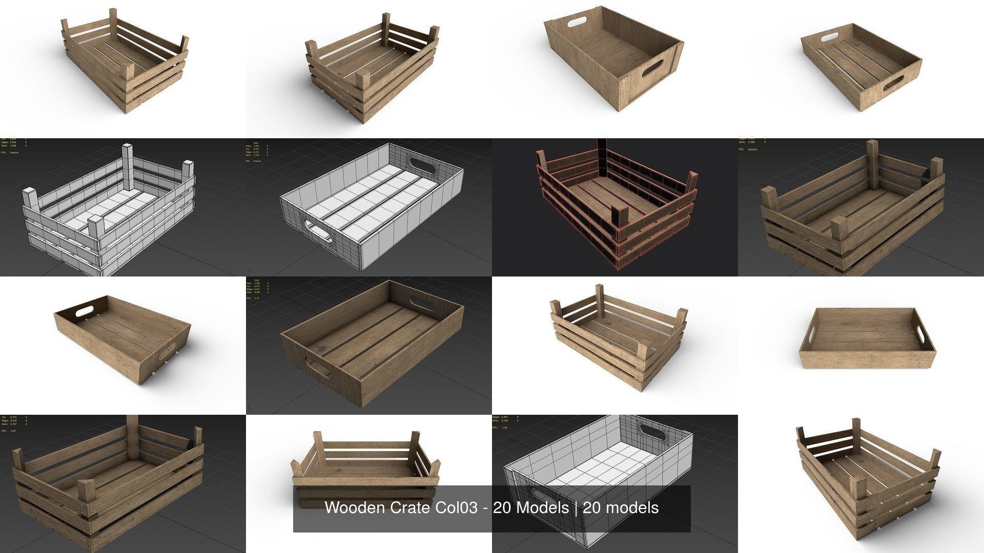 Wooden Crate Col03 - 20 Models 3D Model Collection_4