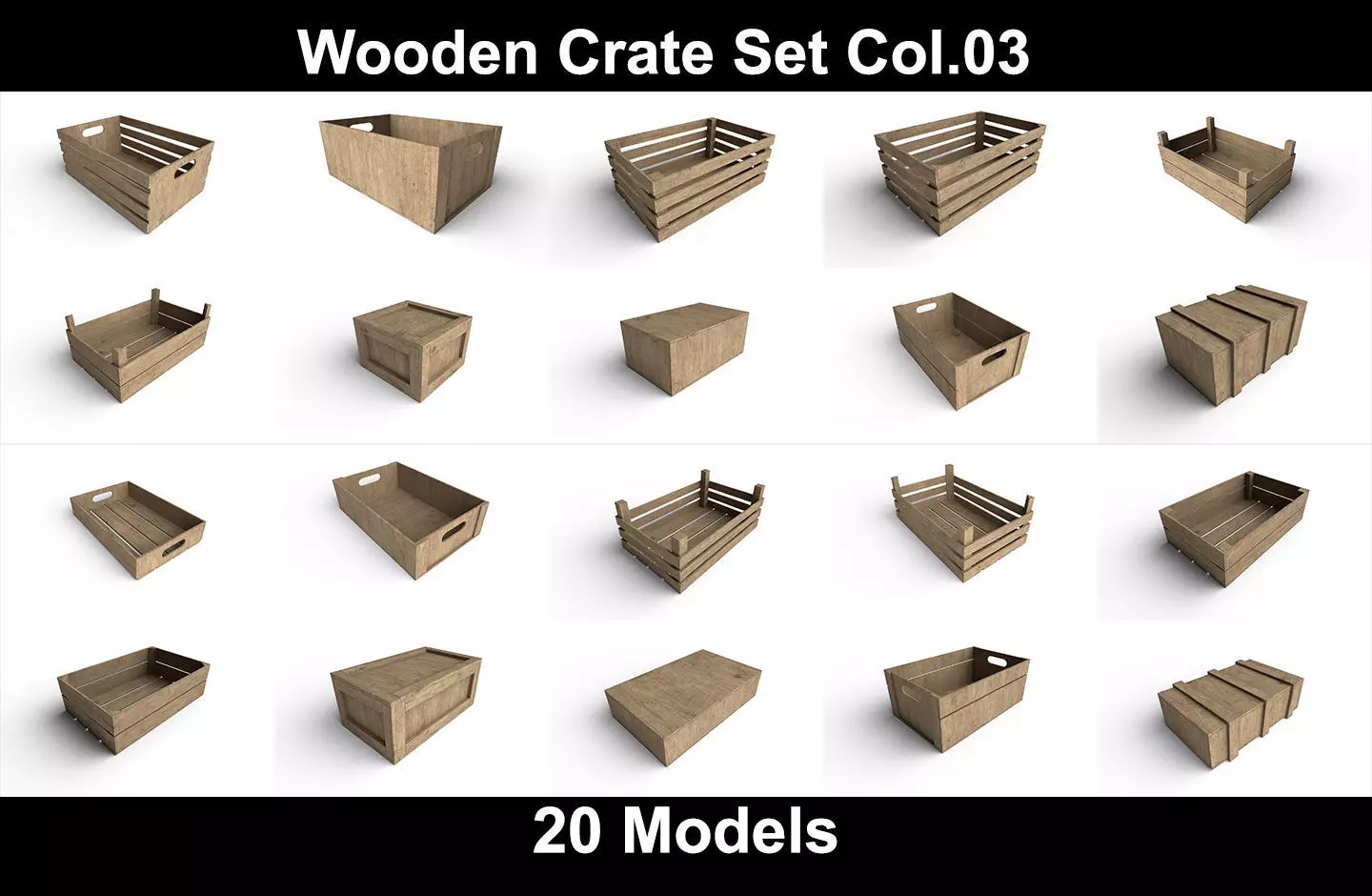Wooden Crate Col03 - 20 Models 3D Model Collection_0