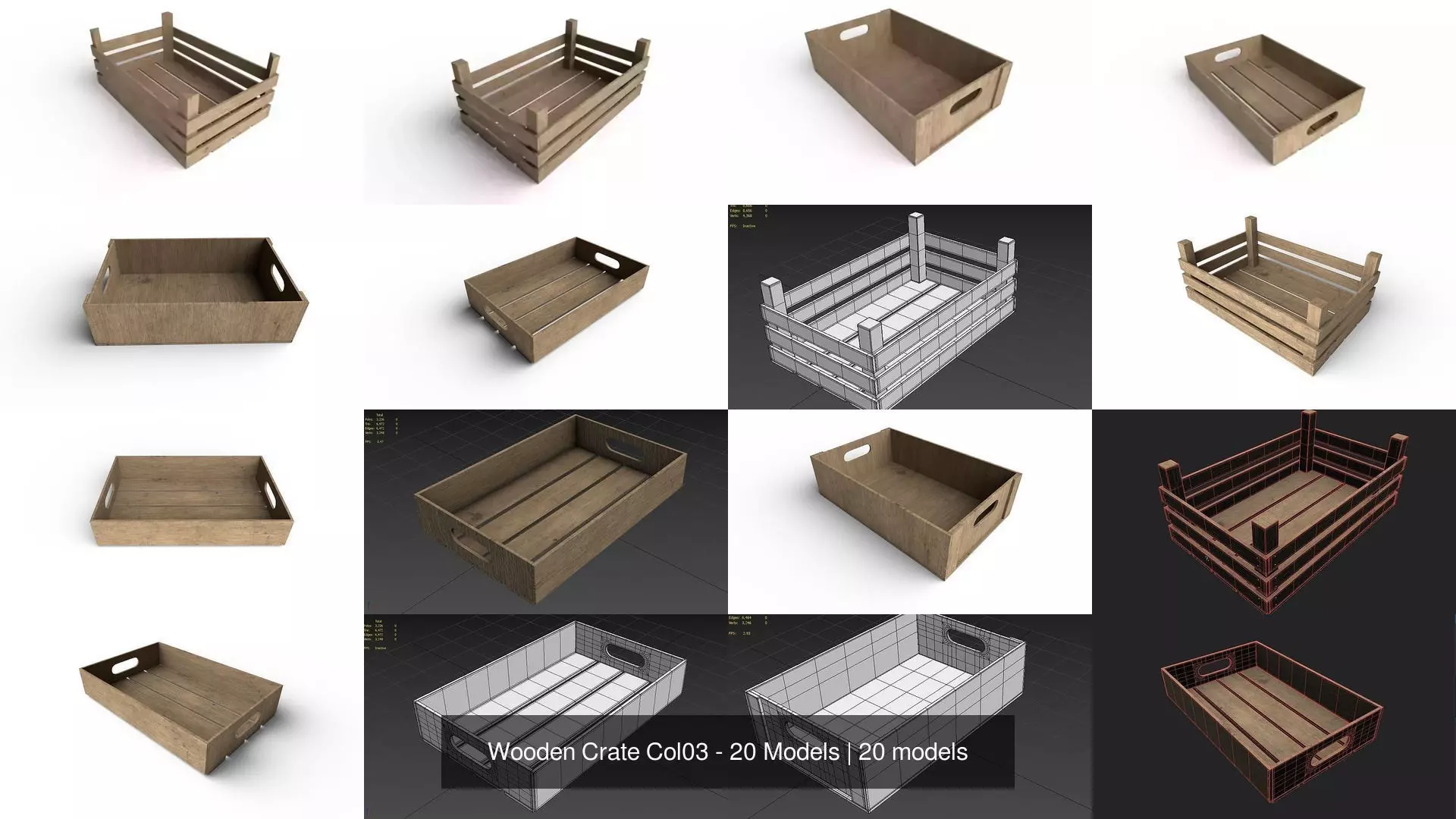 Wooden Crate Col03 - 20 Models 3D Model Collection_3