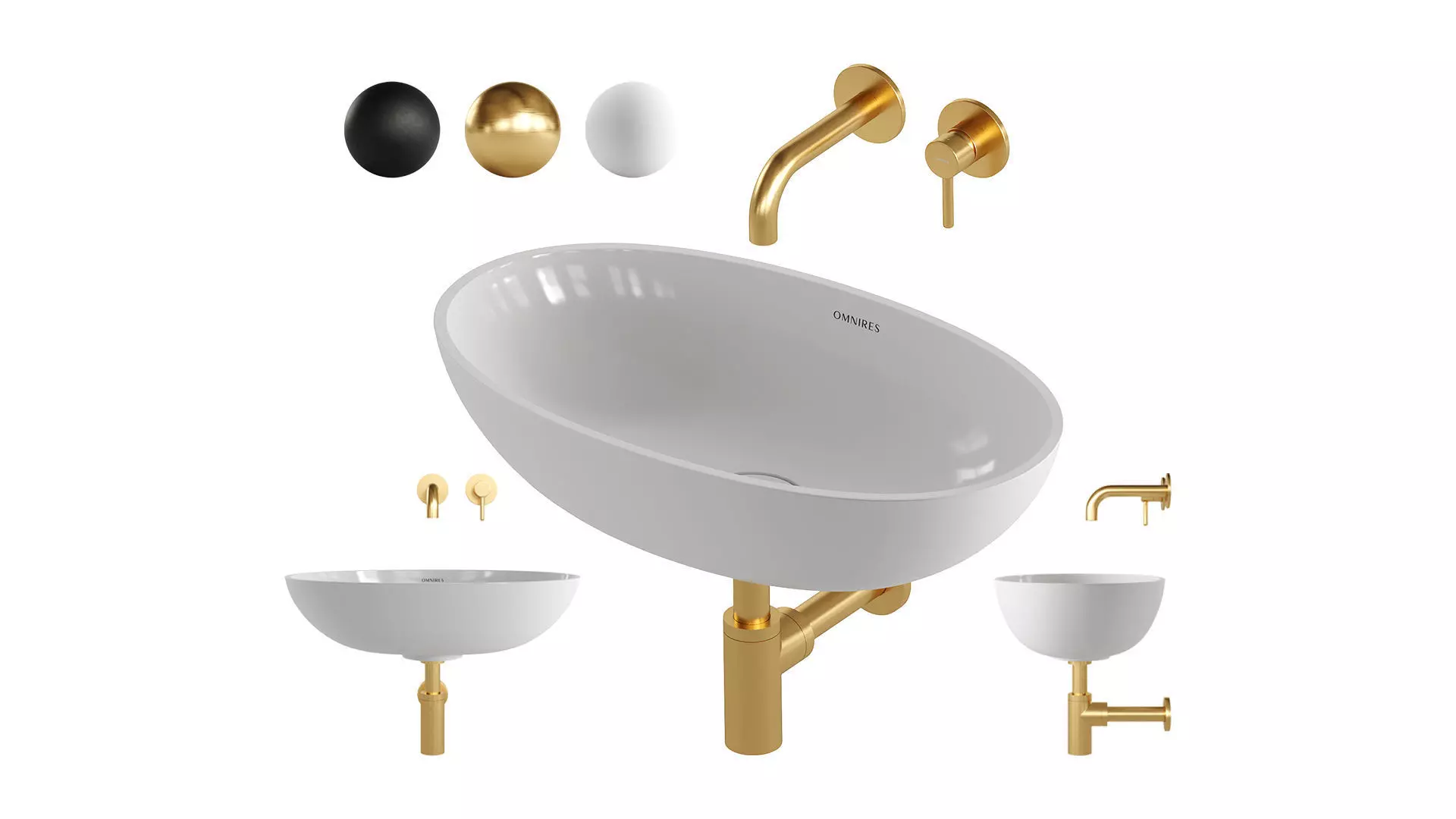 SHELL Countertop Basin and Y Basin Mixer by OMNIRES 3D model_0