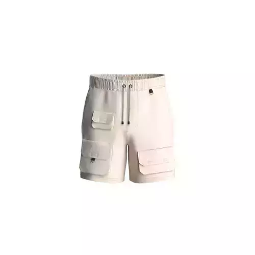 Multiple pockets men cargo Shorts Pant Ivory Color 3D model