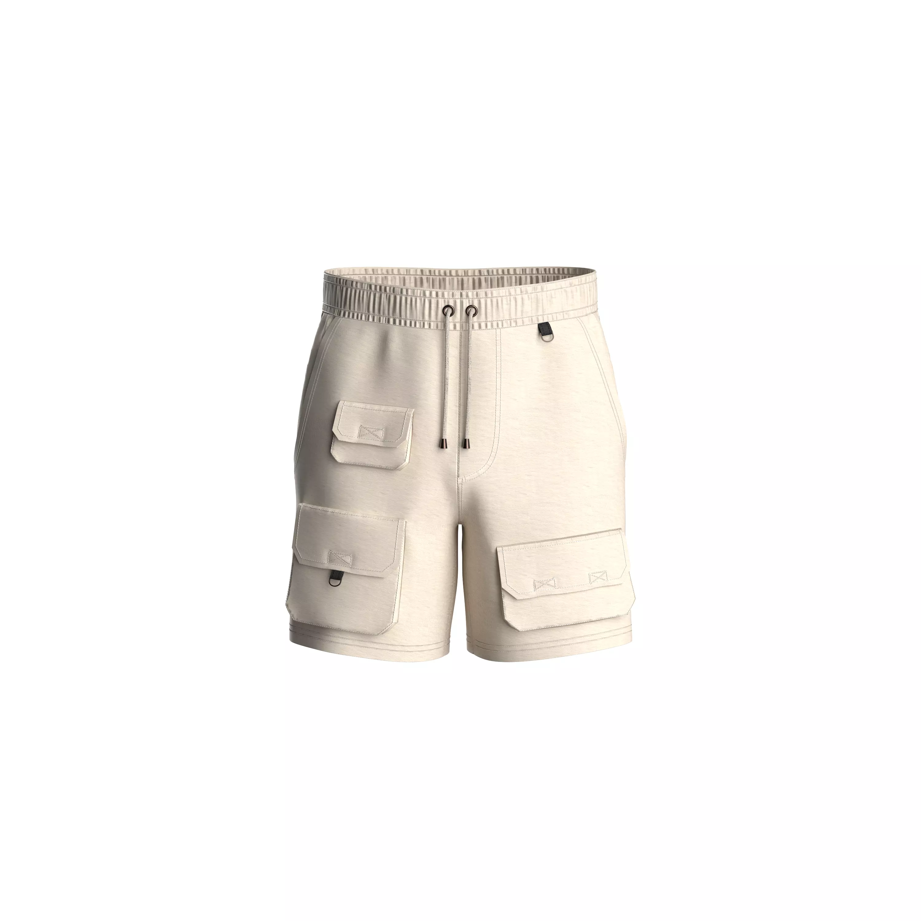 Multiple pockets men cargo Shorts Pant Ivory Color 3D model