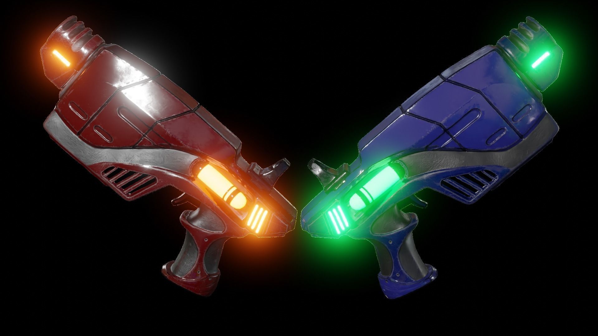 SCI-FI Futuristic Guns Pistols TEXTURED GAME READY 3D Low-poly 3D model_5