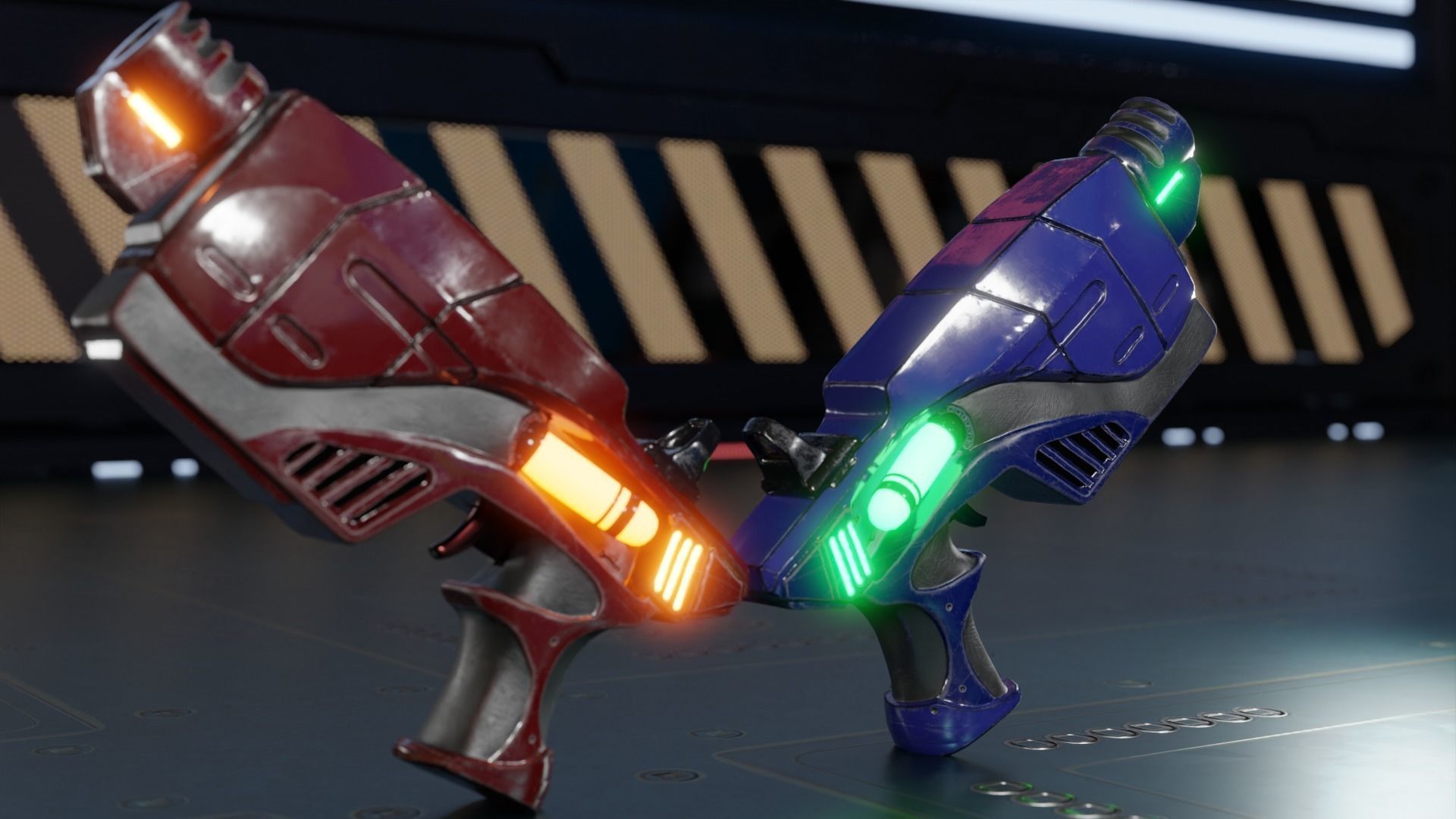 SCI-FI Futuristic Guns Pistols TEXTURED GAME READY 3D Low-poly 3D model_9