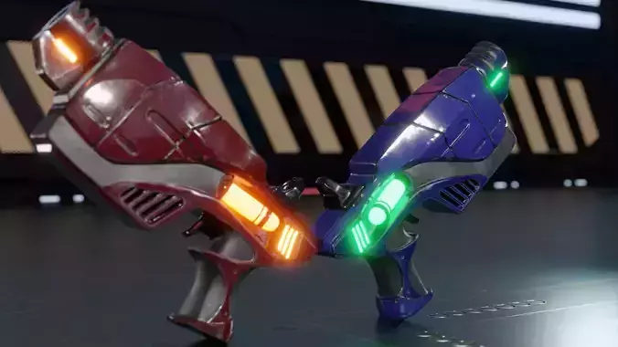 SCI-FI Futuristic Guns Pistols TEXTURED GAME READY 3D Low-poly 3D model