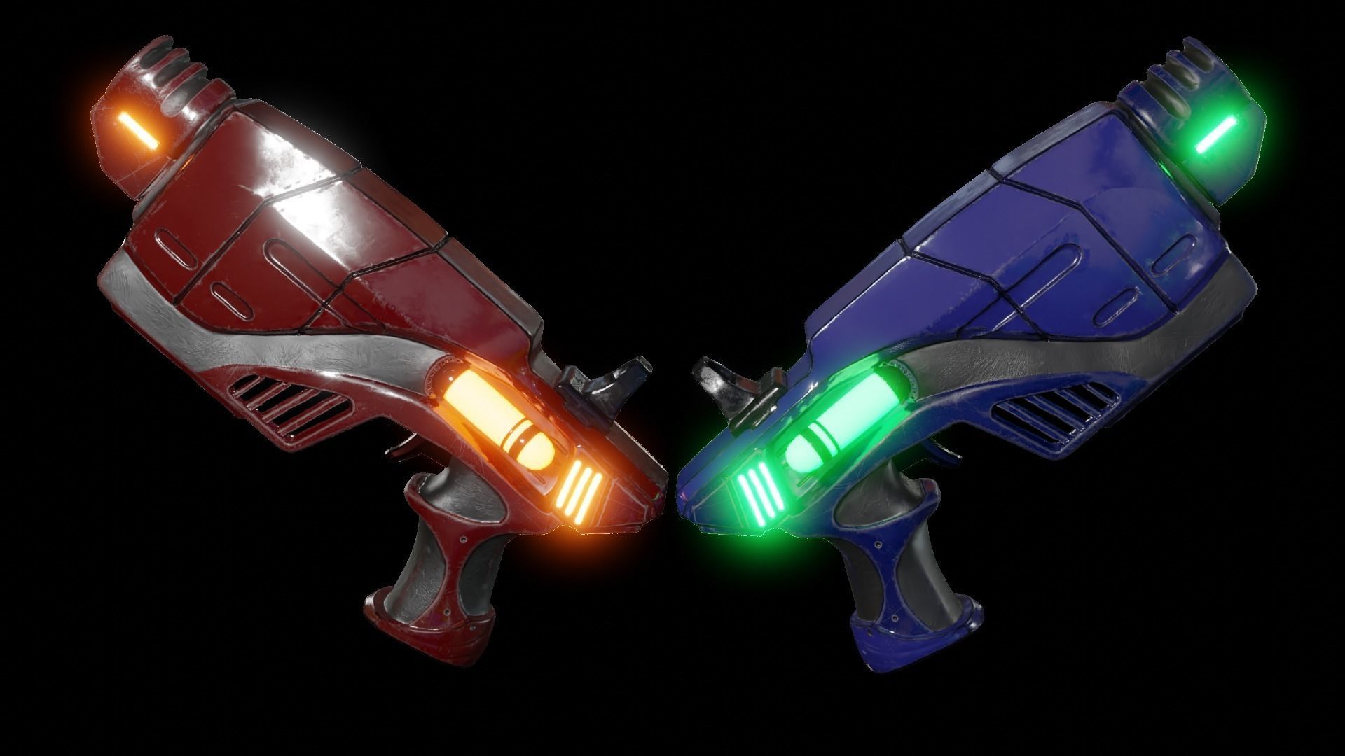 SCI-FI Futuristic Guns Pistols TEXTURED GAME READY 3D Low-poly 3D model_1