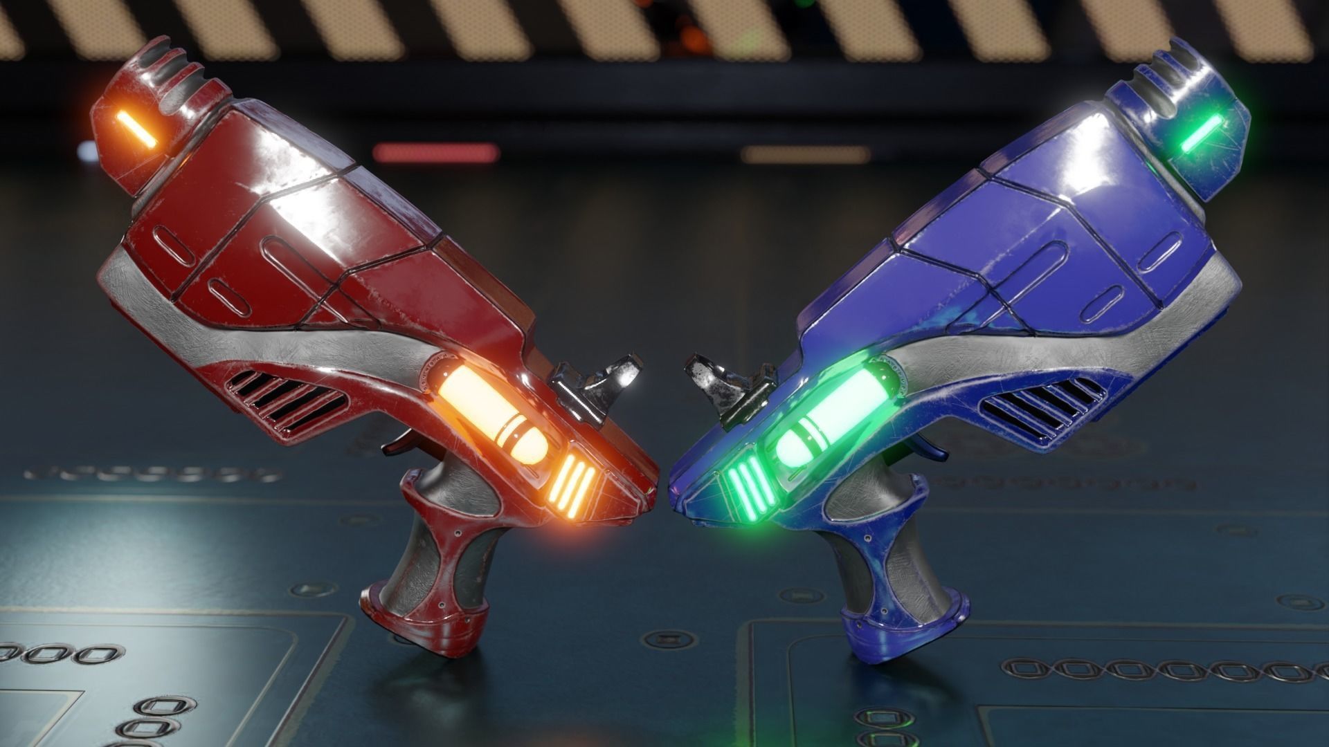 SCI-FI Futuristic Guns Pistols TEXTURED GAME READY 3D Low-poly 3D model_4